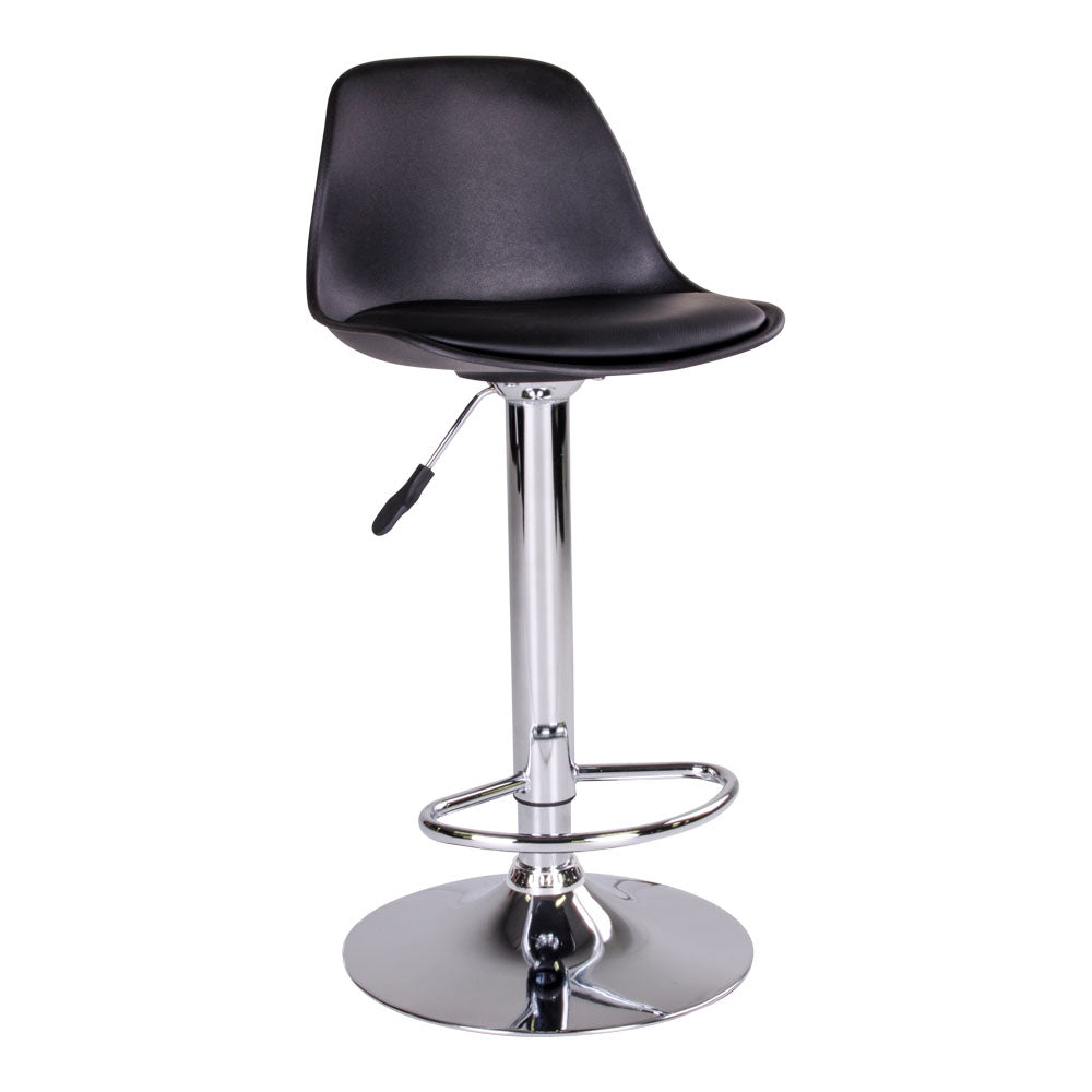 Trondheim Bar Chair - Bar chair in black with chrome legs (set of 2)