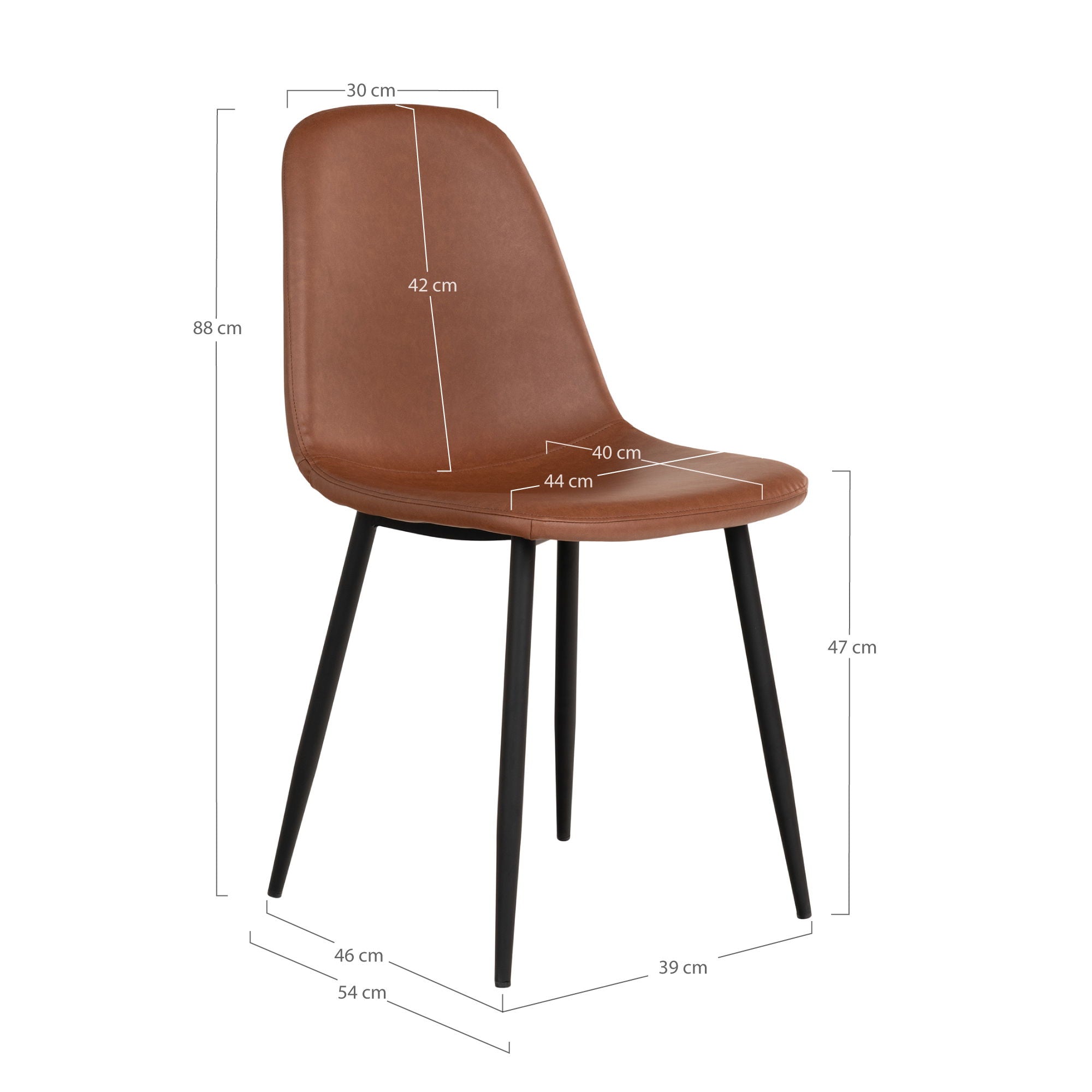 Stockholm Dining Chair - Chair in light brown vintage with black legs (set of 2)