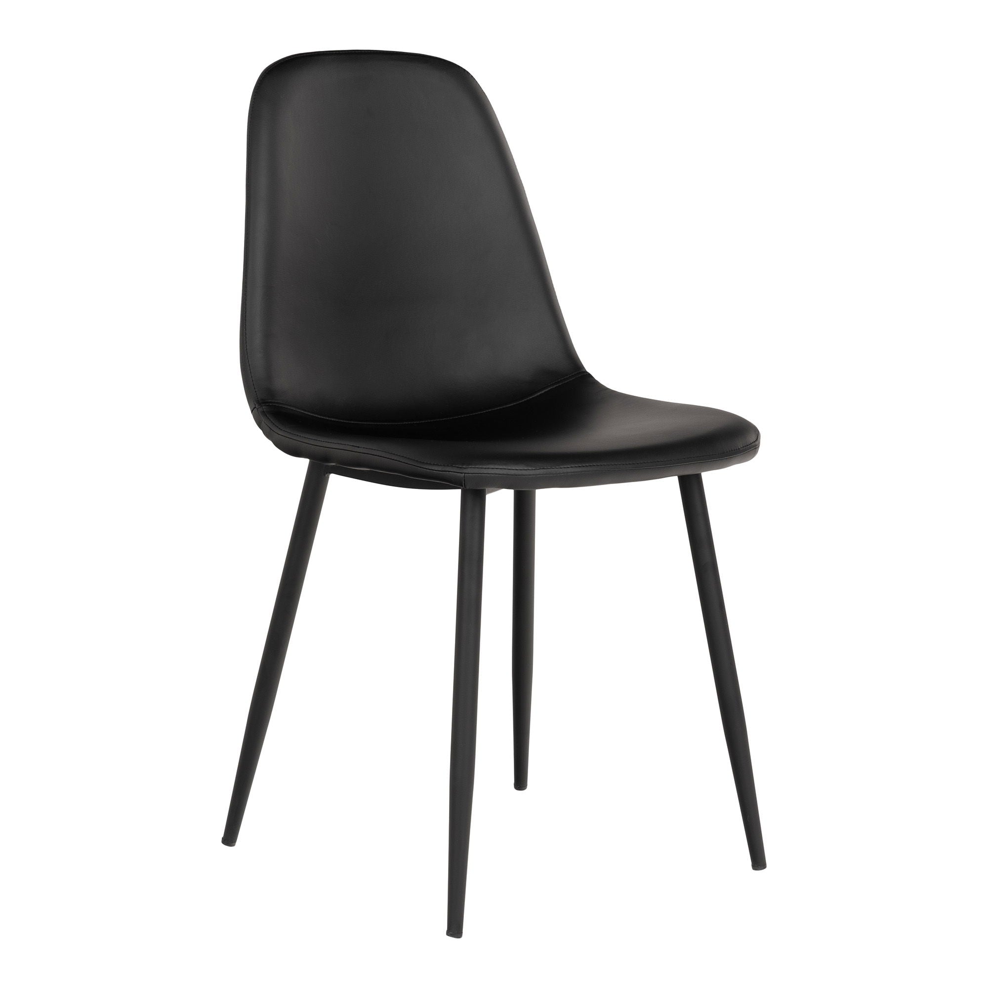 Stockholm Dining Chair - Chair in black PU with black legs (set of 2)