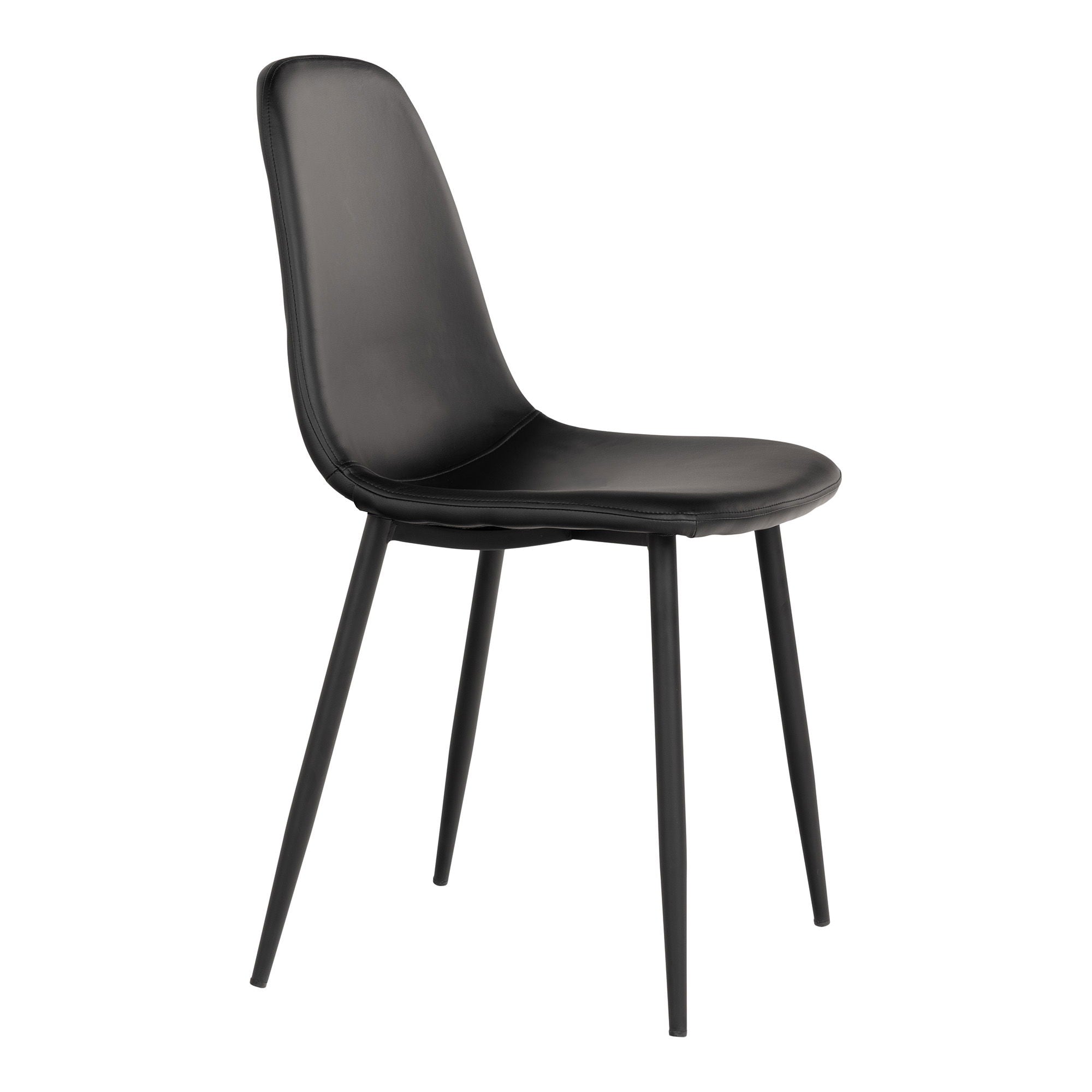 Stockholm Dining Chair - Chair in black PU with black legs (set of 2)