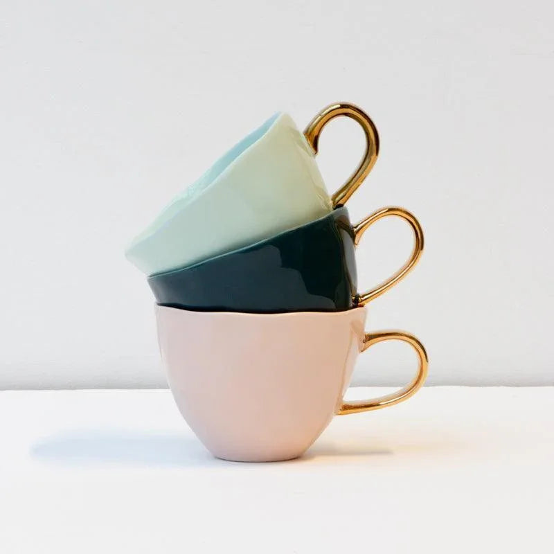 Good Morning cup Cappuccino / Tea Ø11 cm - Blue Green (set of 4)