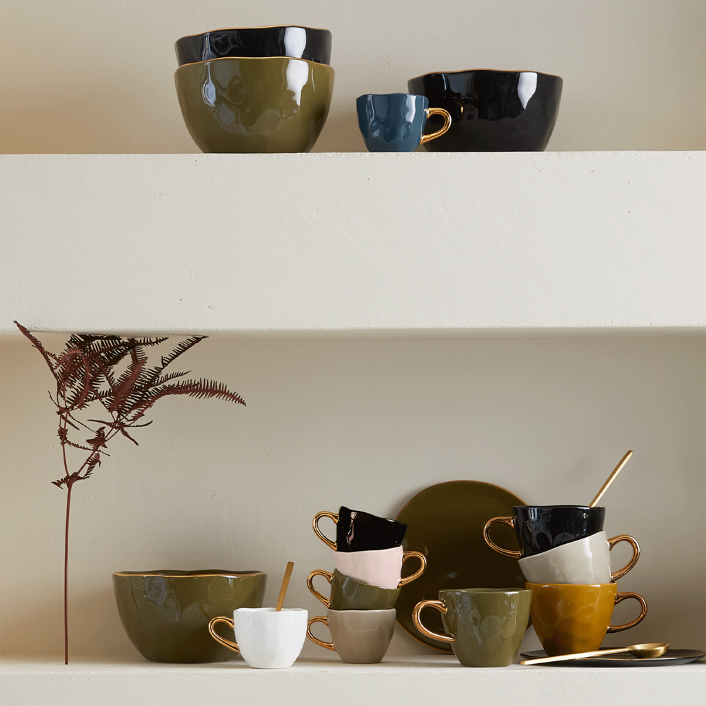 Good Morning cup Coffee Ø8 cm - Amber Green (set of 4)