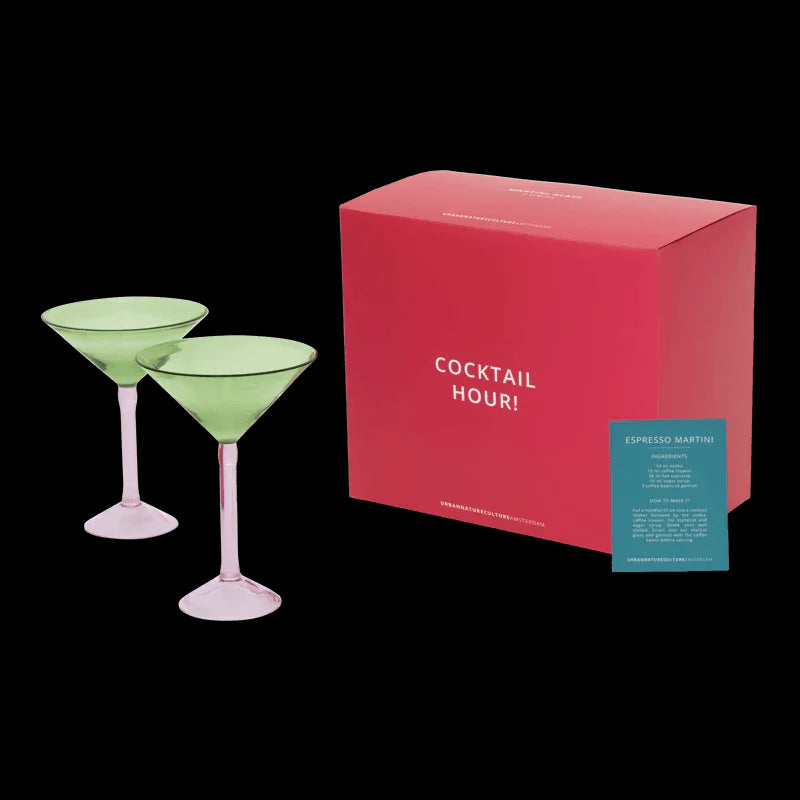Martini cocktail glass, set of 2, in gift pack