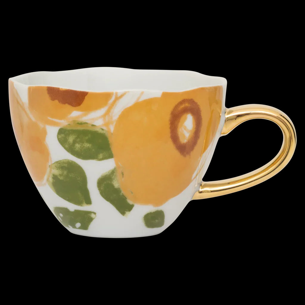 Good Morning cup Cappuccino/Tea Floral Art, Caramel