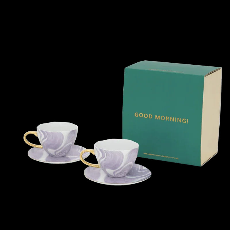 Good Morning Cup Cappuccino/Tea and Plate Valuri Violet, set of 4, in gift pack