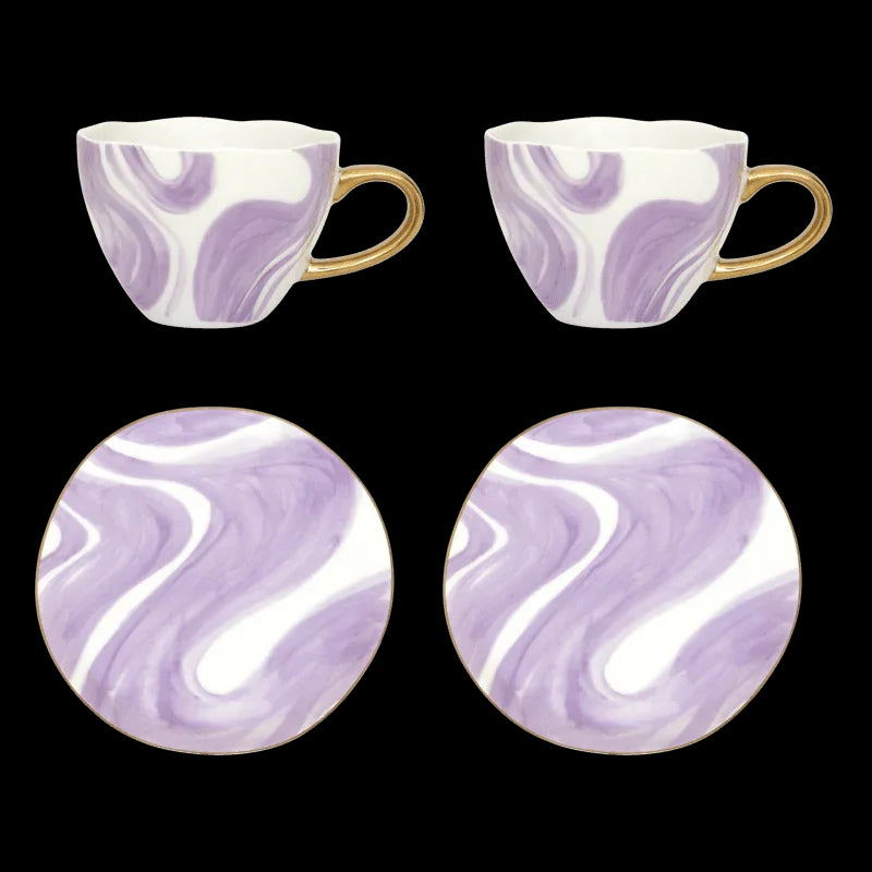Good Morning Cup Cappuccino/Tea and Plate Valuri Violet, set of 4, in gift pack