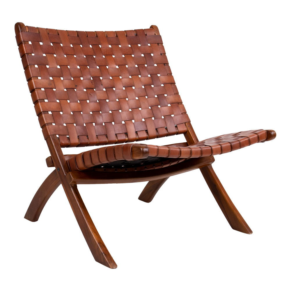 Perugia Folding Chair - Folding Chair with Brown Leather