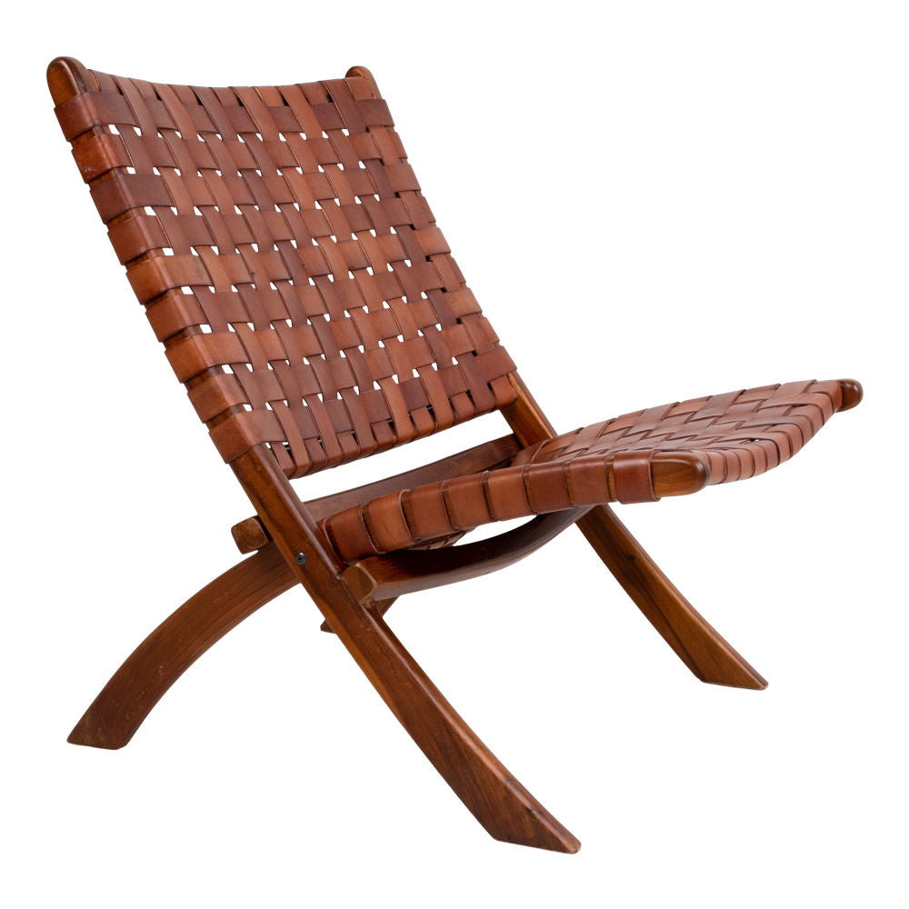 Perugia Folding Chair - Folding Chair with Brown Leather