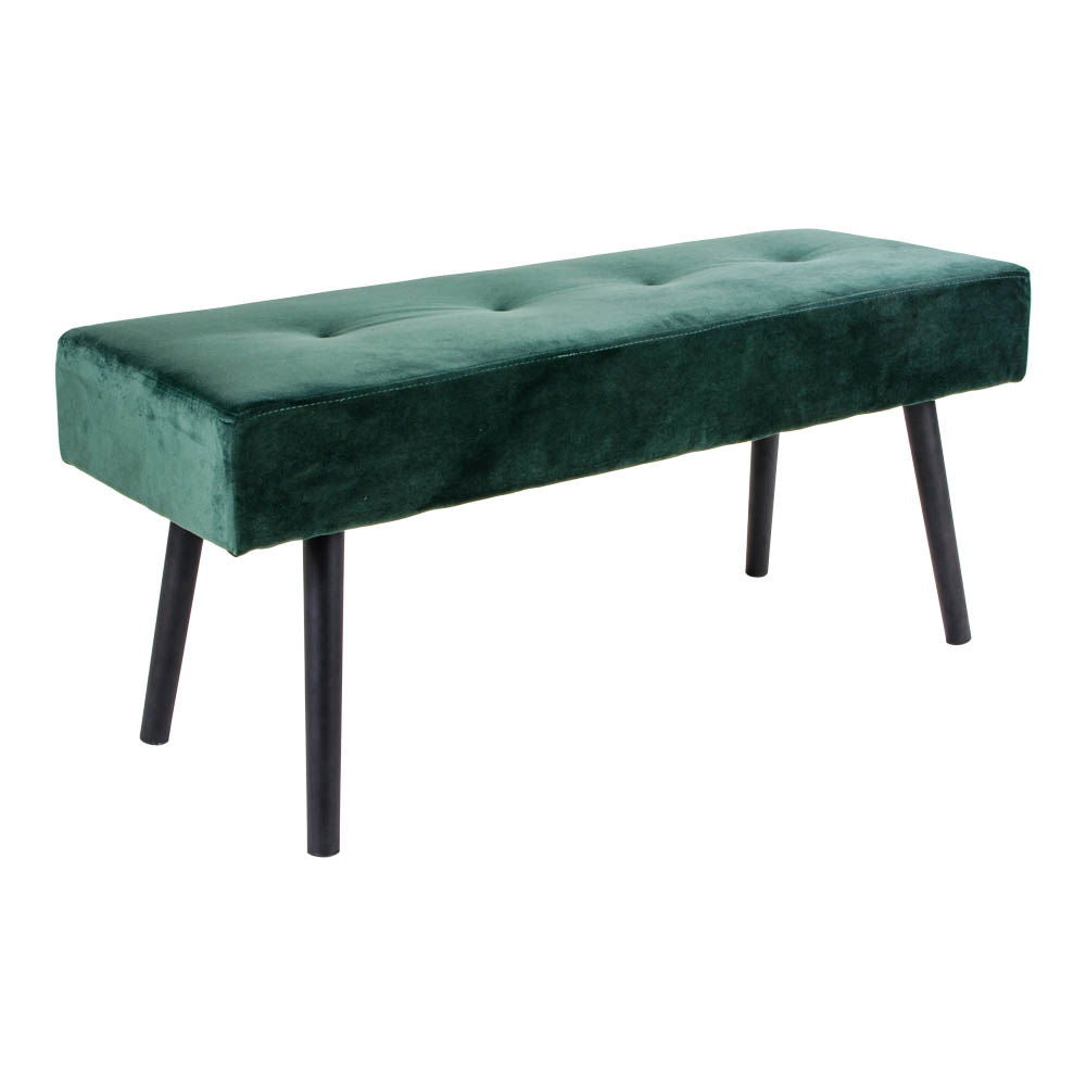 Skiby - Bench in dark green velvet with black legs HN1206