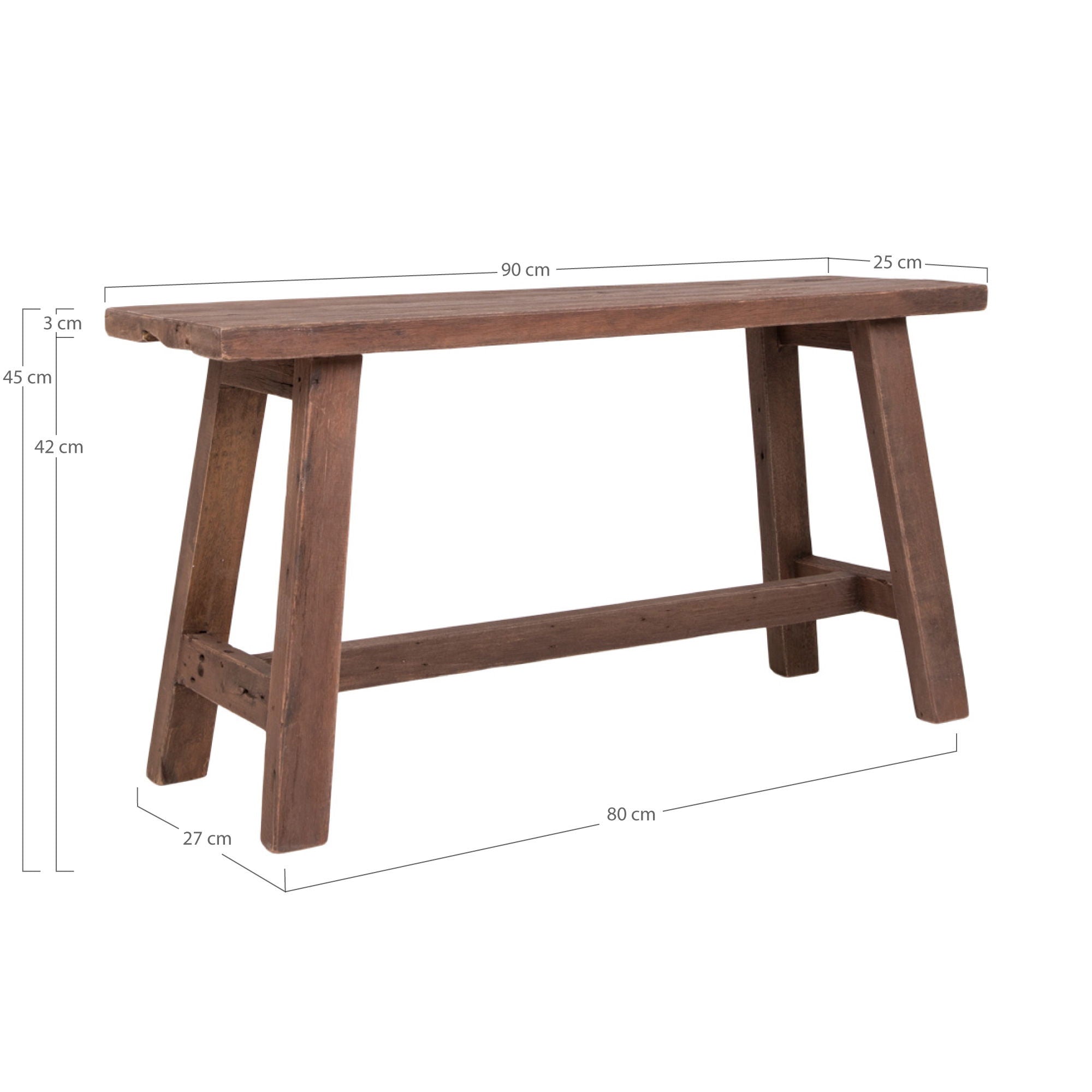 Barcelona Teak Bench - Bench in teak 90x25xh45 cm