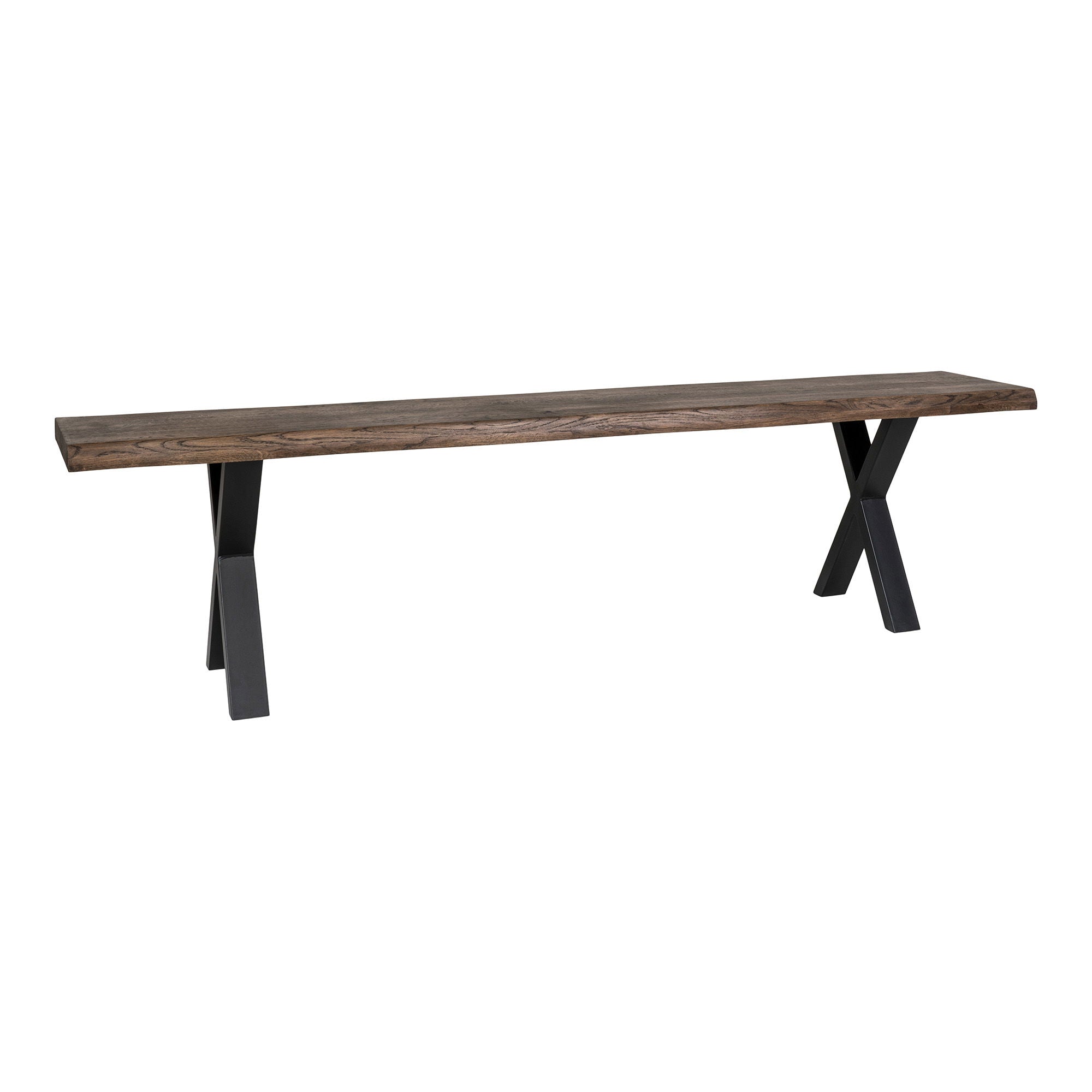 Toulon Bench - Bench in smoked oil oak with wavy edge 180x32 cm