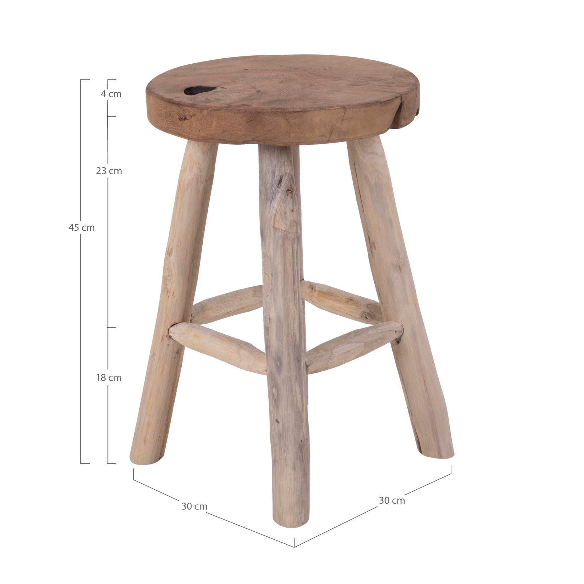 Badia Teak Stool - Stool in teak with 4 legs