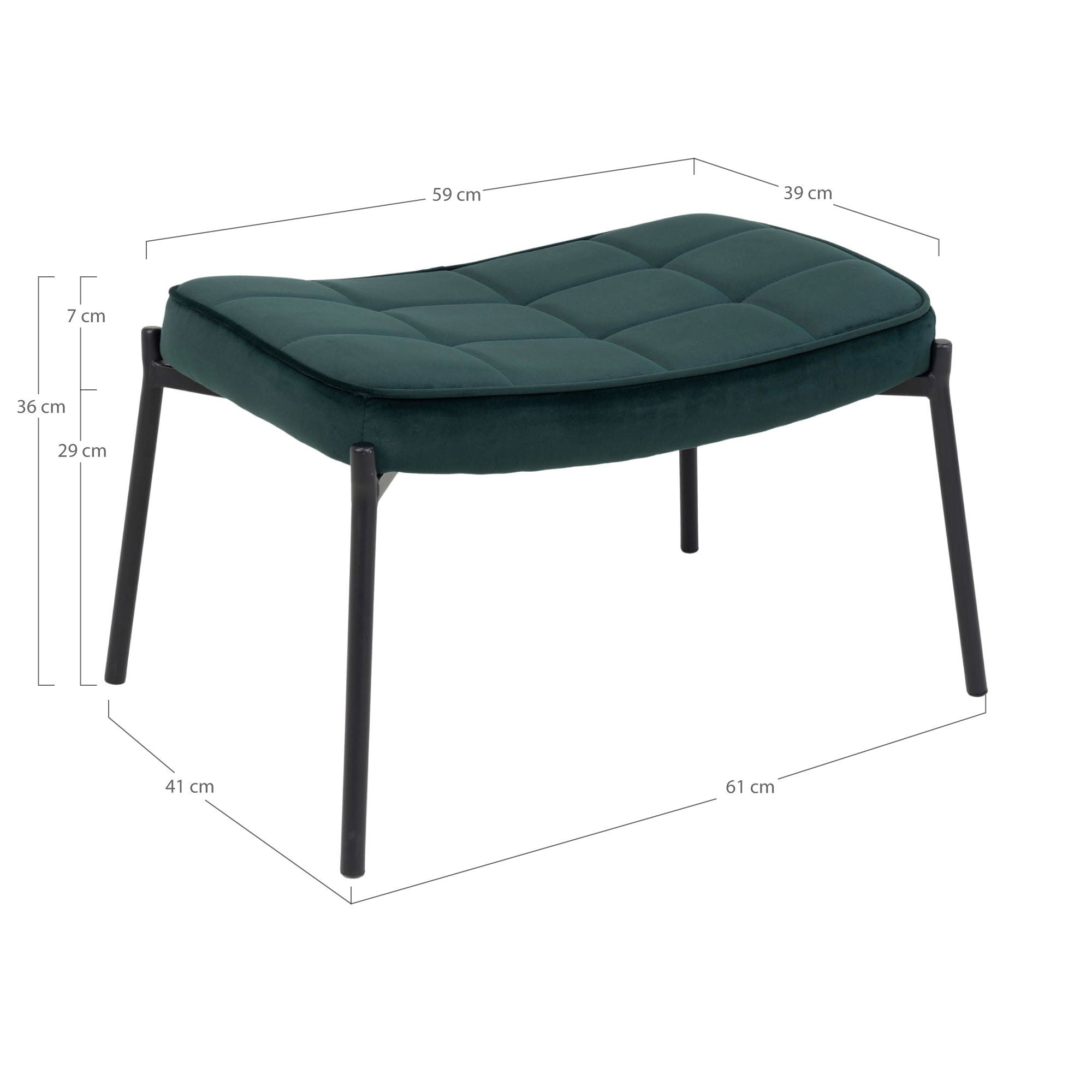 Glasgow Footrest - Footrest in green velvet with black legs