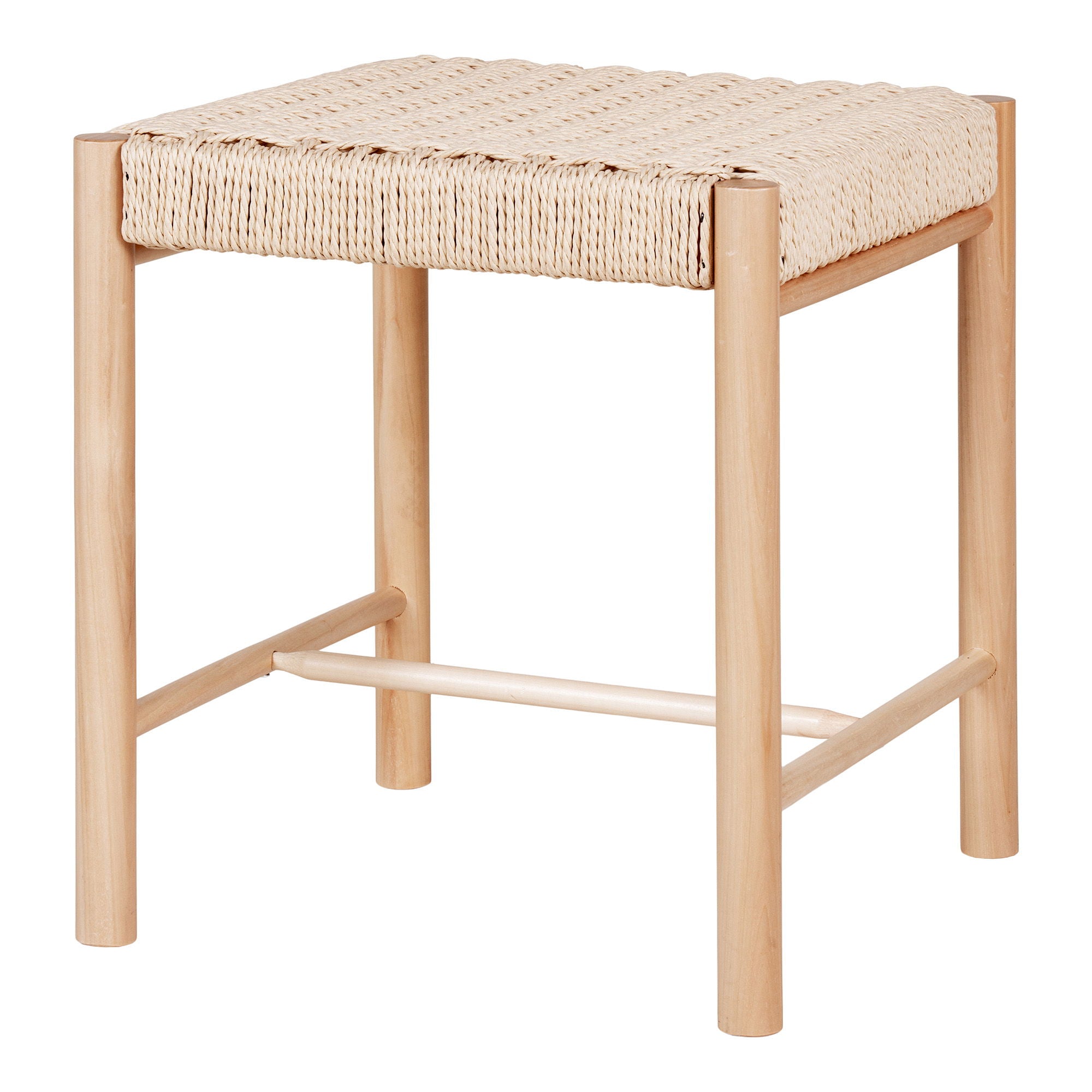 Abano Stool - Stool in poplar with natural wicker seat, natural