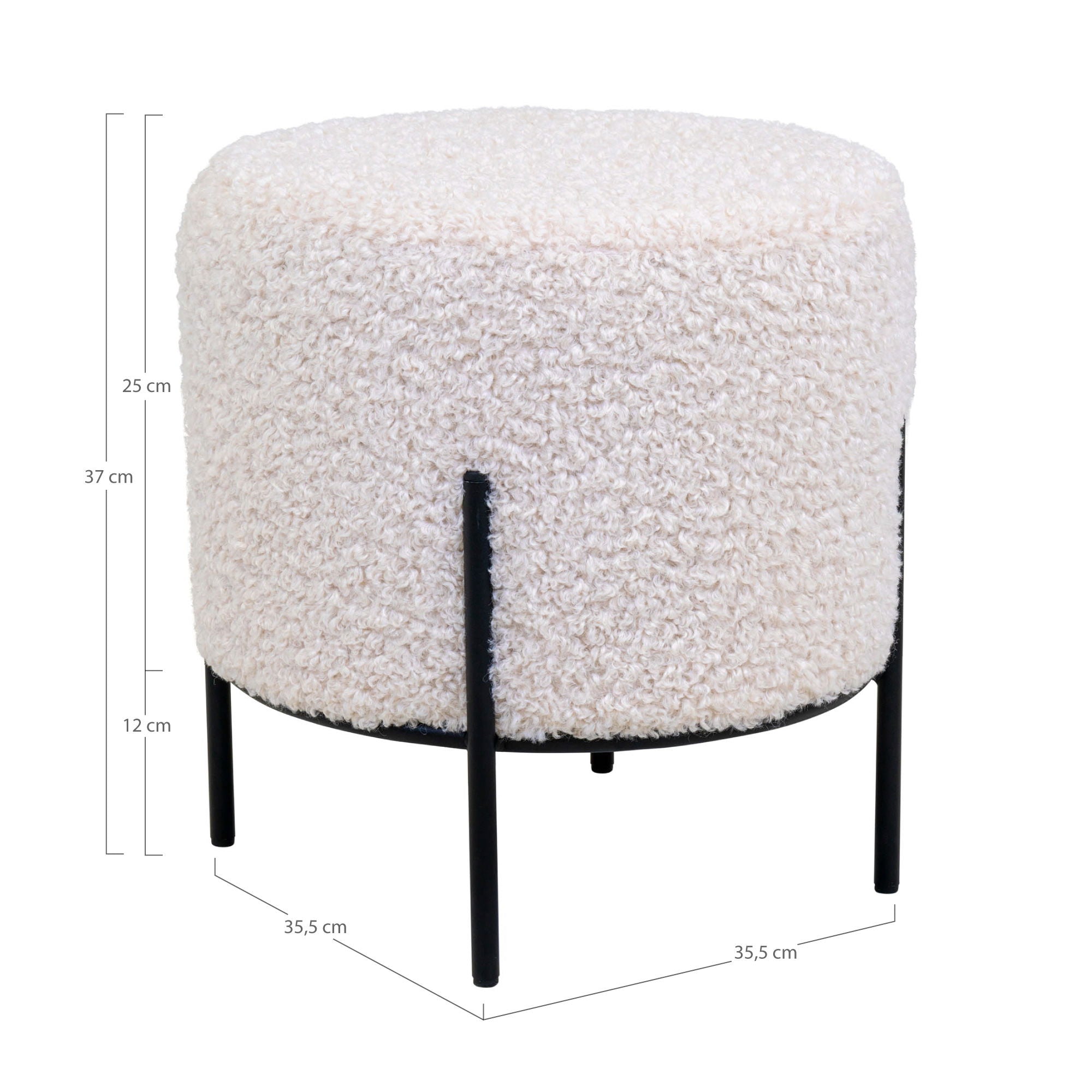 Alford Pouf - Pouf in white artificial lambskin