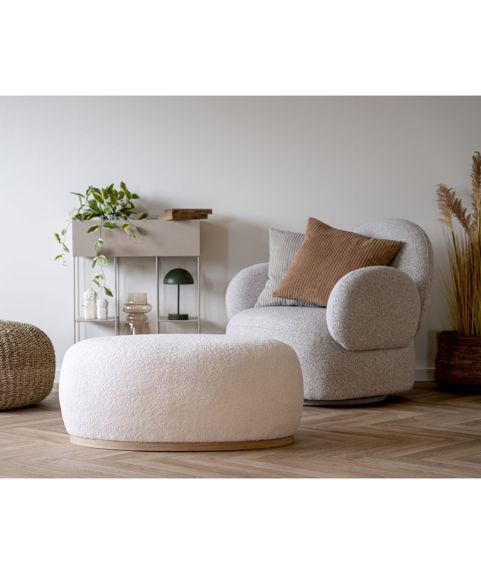 Manhattan Pouf - Pouf, bouclǸ, white, 54,5x88,5x36 cm, HN1235