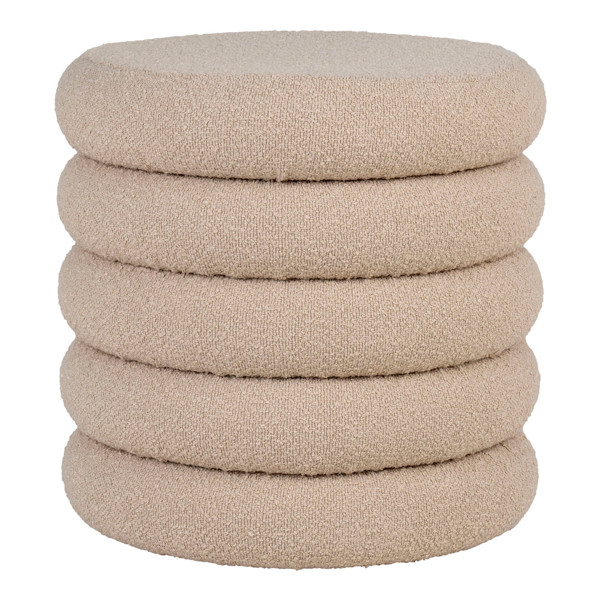 Brooklyn Pouf - Pouf in bouclé with storage, grey, Ø44x44 cm