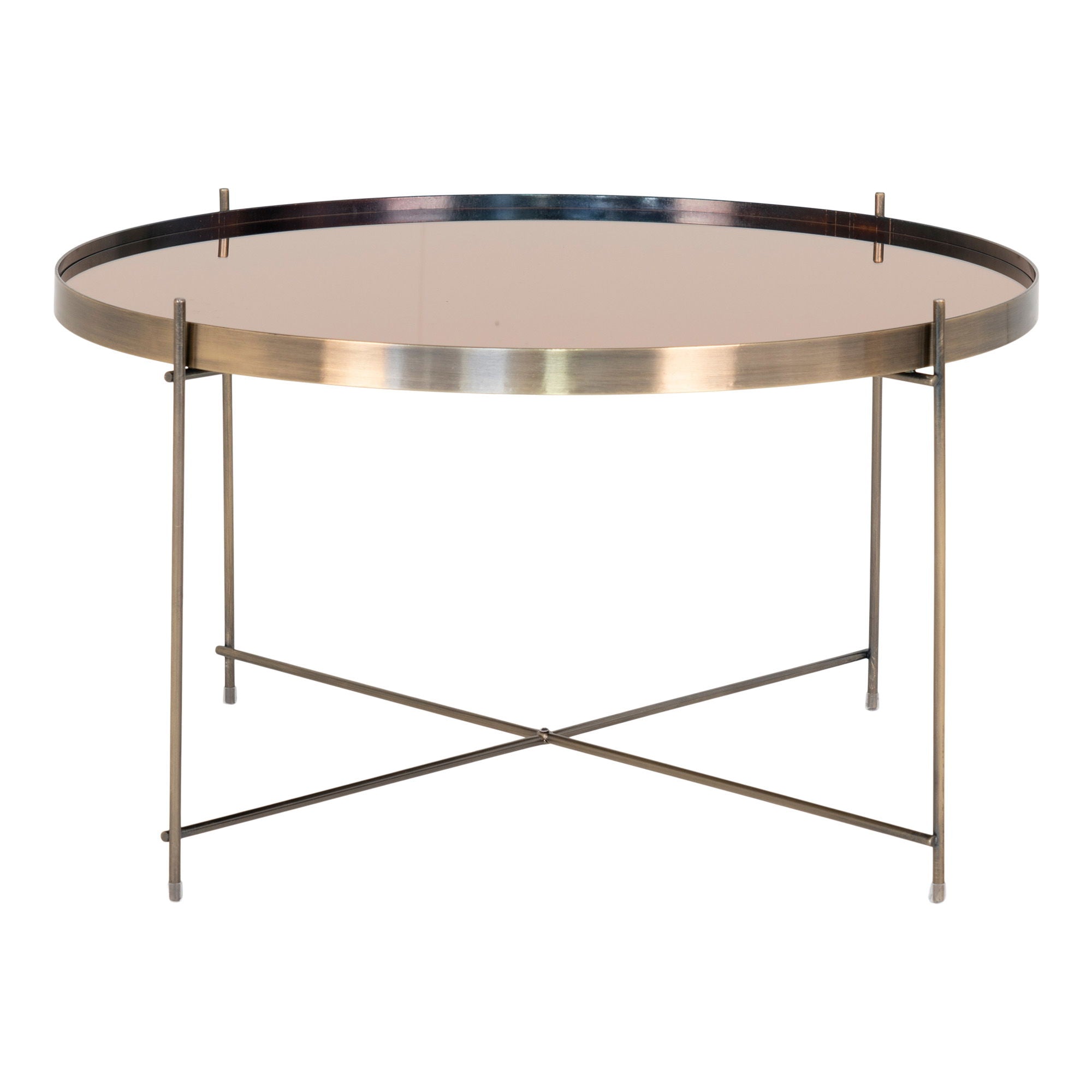 Venezia Coffee Table - Coffee table in brass colored steel with glass ø70xh40cm