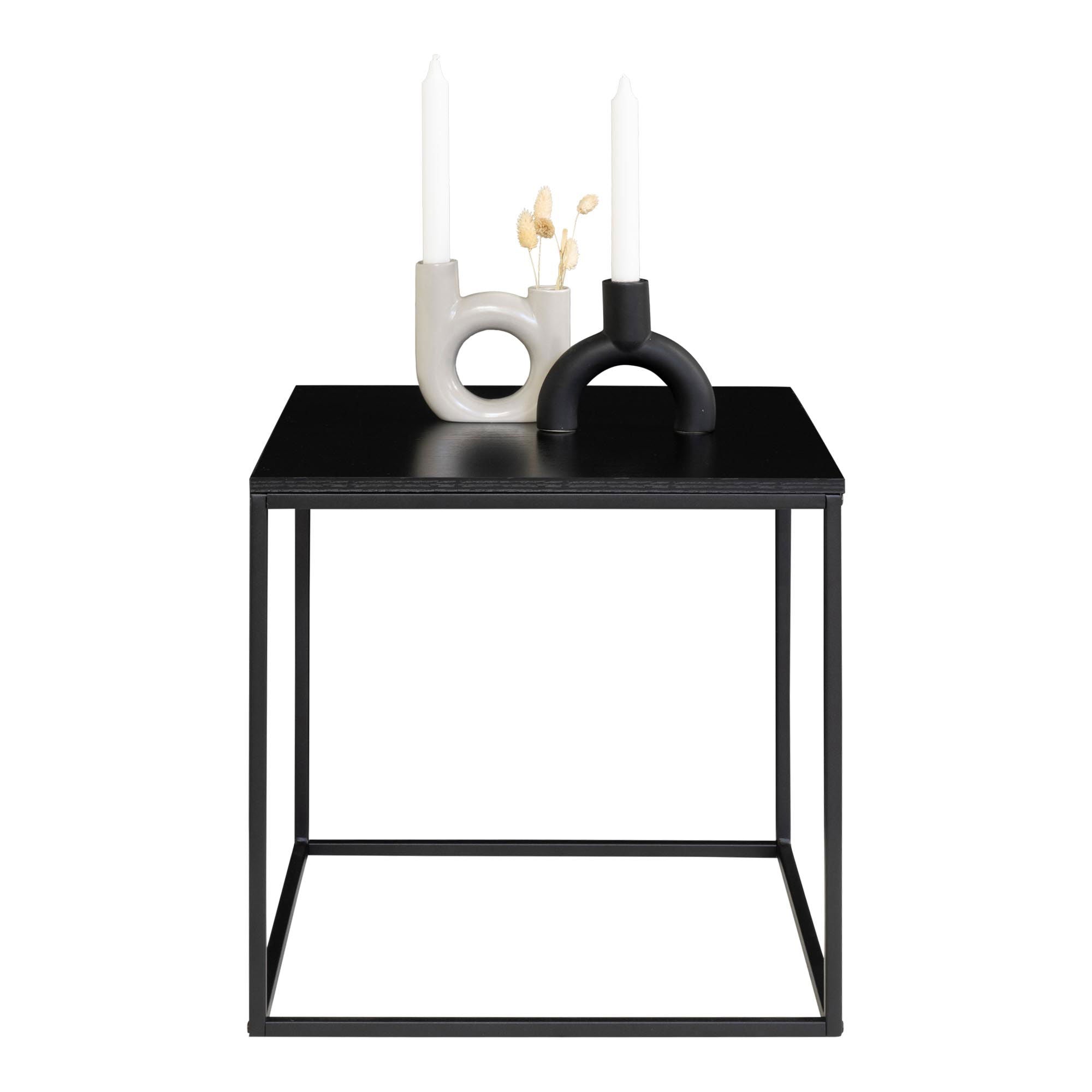 Vita Sidetable - Side table with black frame and black top 45x45x45 cm