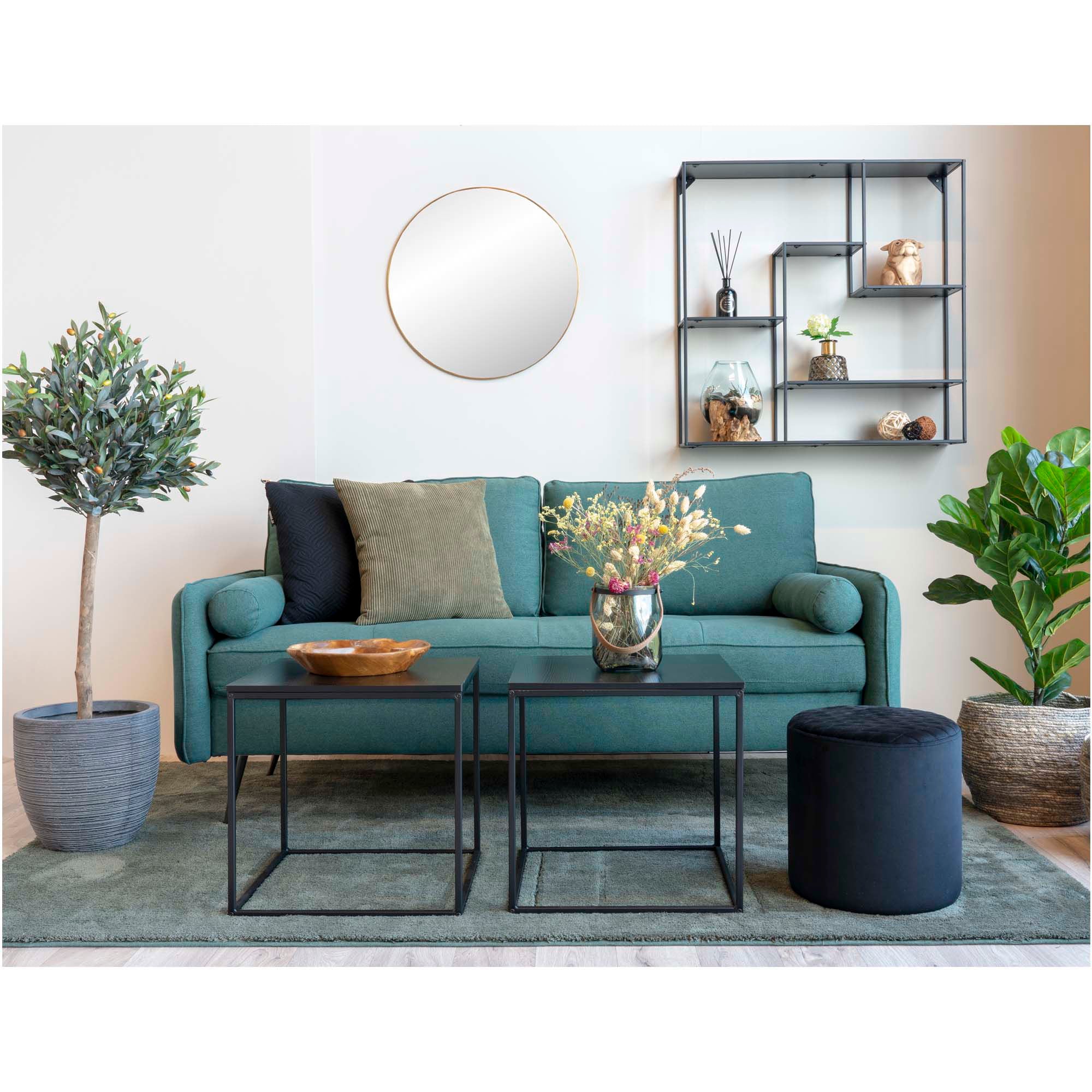 Vita Sidetable - Side table with black frame and black top 45x45x45 cm