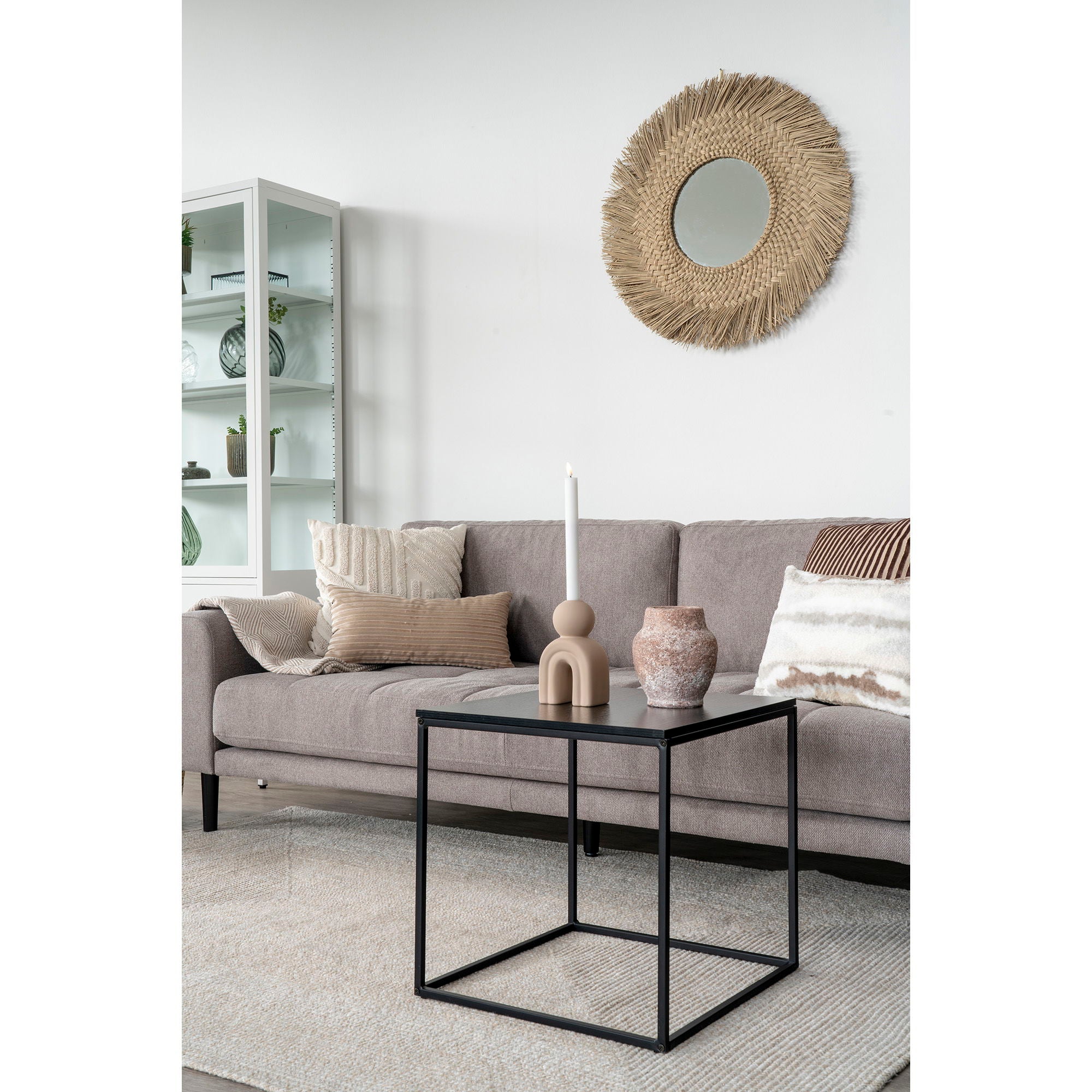 Vita Sidetable - Side table with black frame and black top 45x45x45 cm