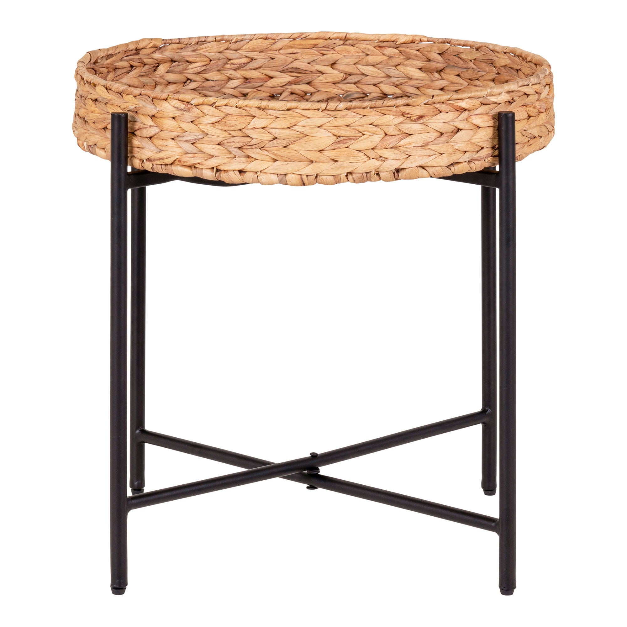 Naro Side table - Side table in metal and waterhyacinth, round, Ø50x48,5 cm