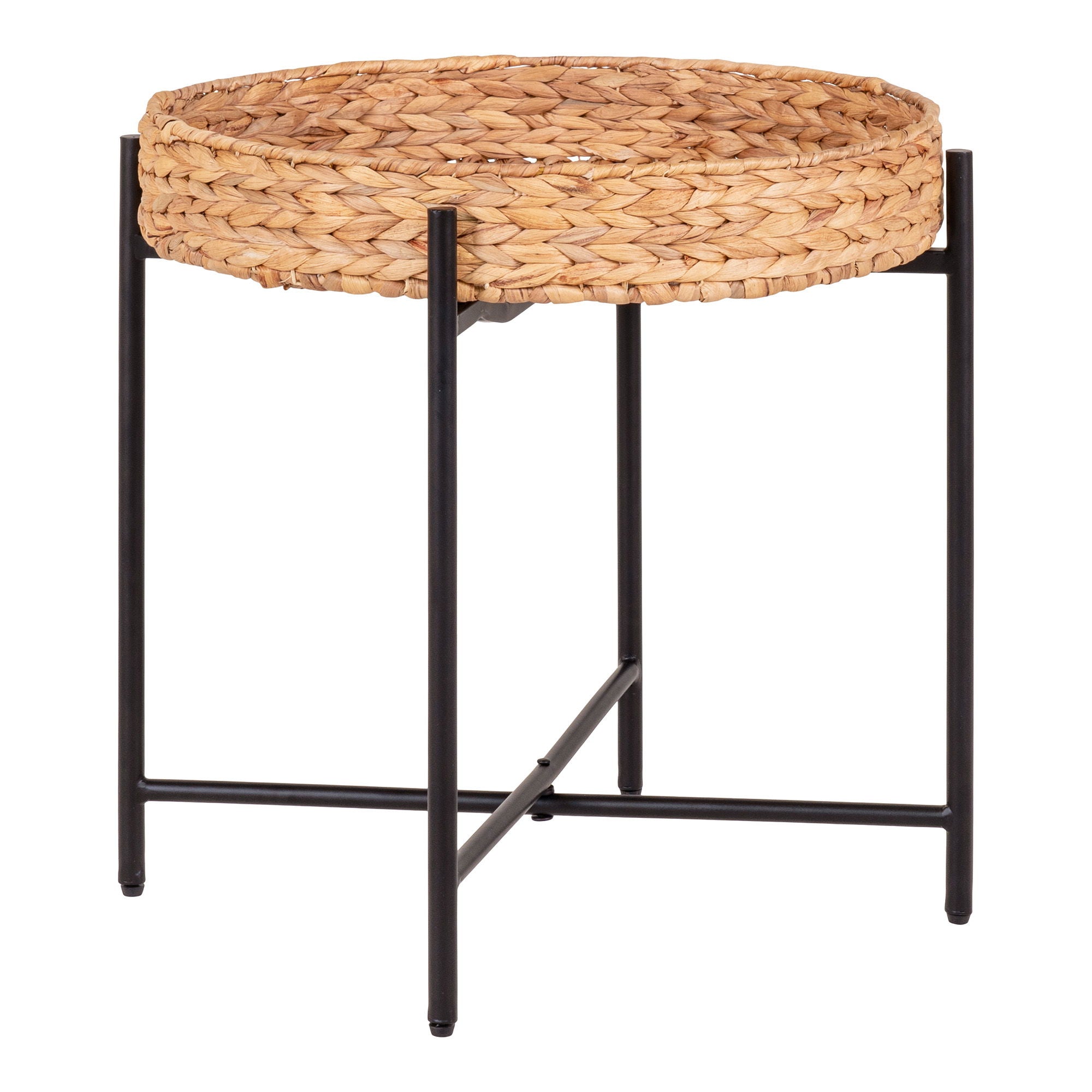 Naro Side table - Side table in metal and waterhyacinth, round, Ø50x48,5 cm