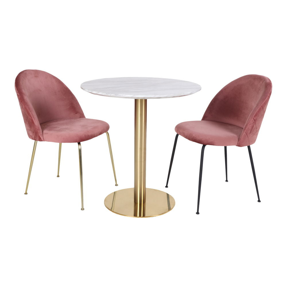 Bolzano Dining Table - Dining table with top in marble look and base in brass look ø70x75cm