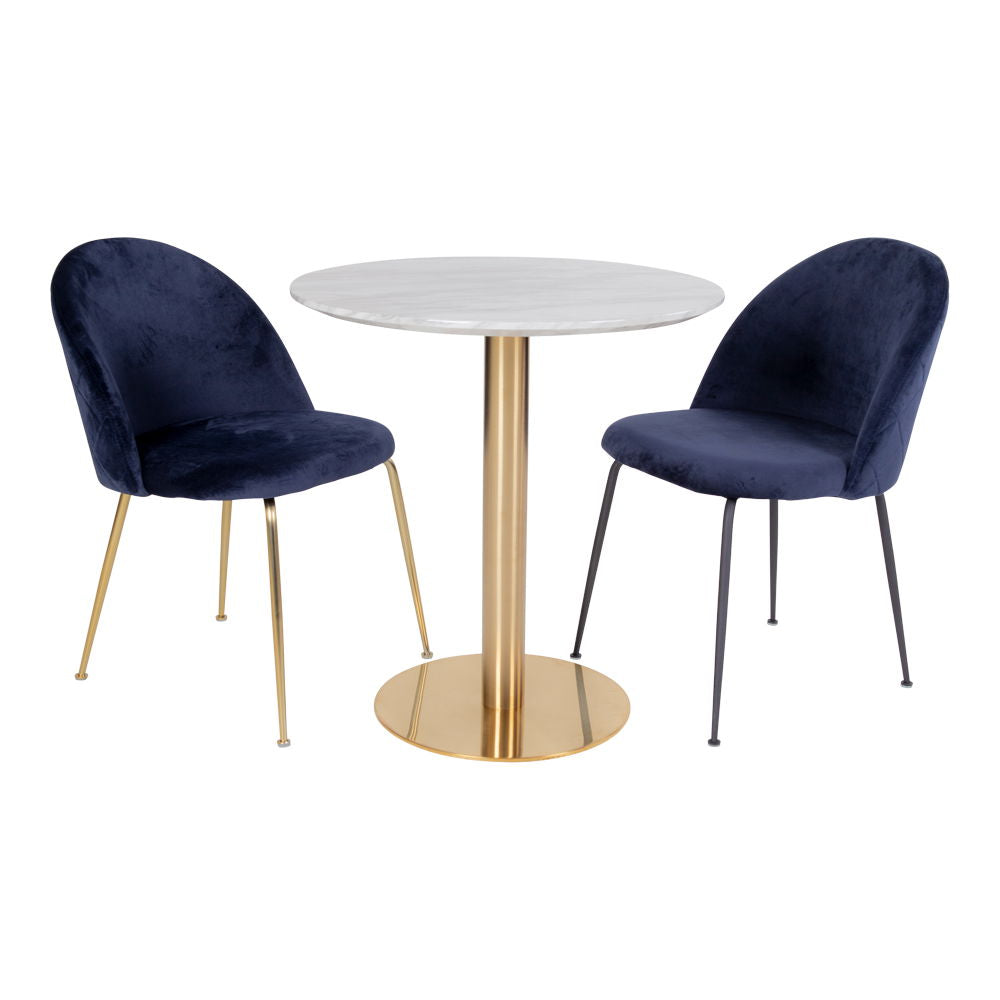 Bolzano Dining Table - Dining table with top in marble look and base in brass look ø70x75cm