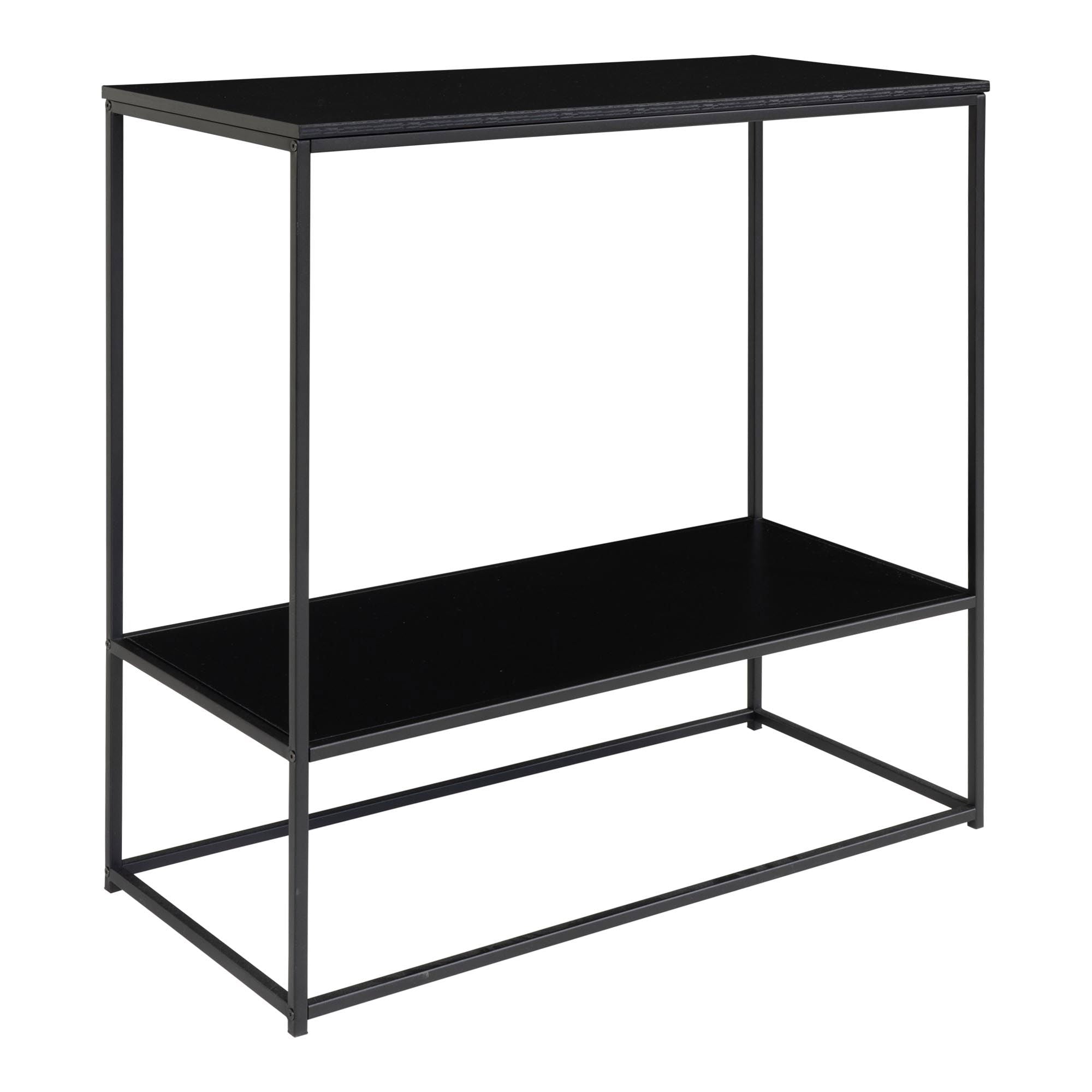 Vita Console Table - Console table with black frame and two black shelves 80x36x80 cm