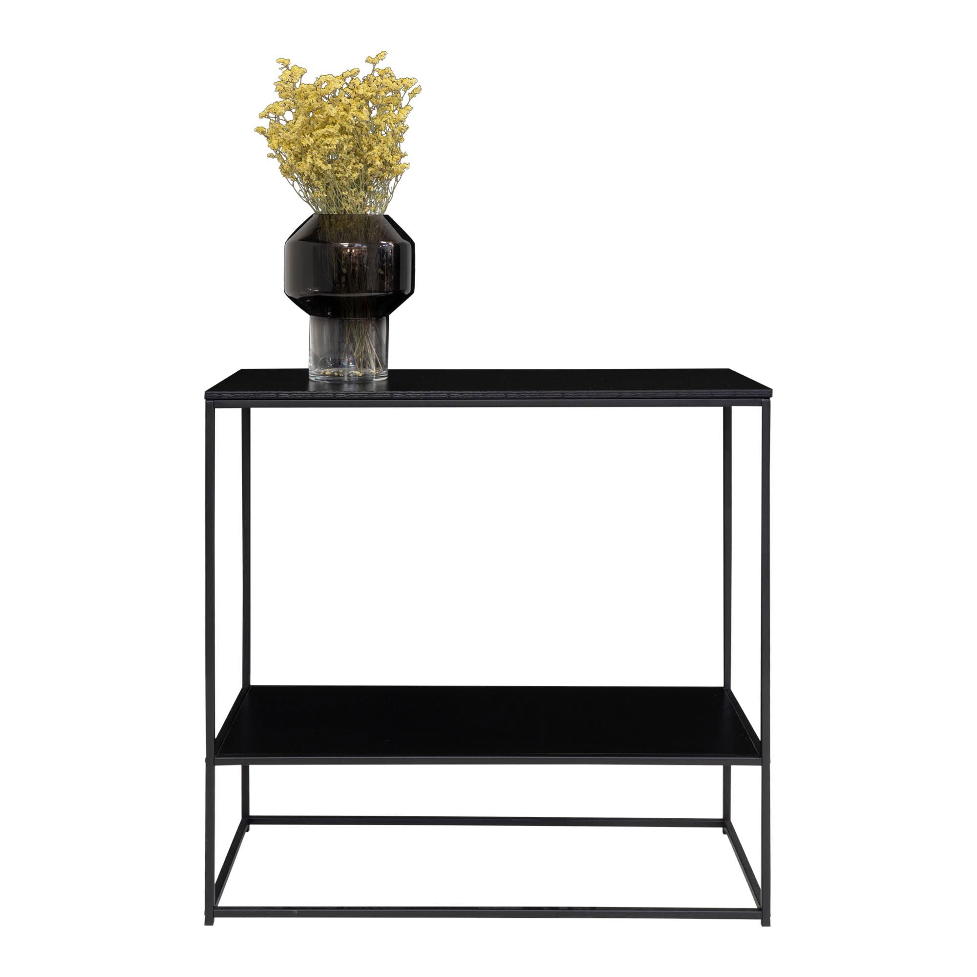 Vita Console Table - Console table with black frame and two black shelves 80x36x80 cm