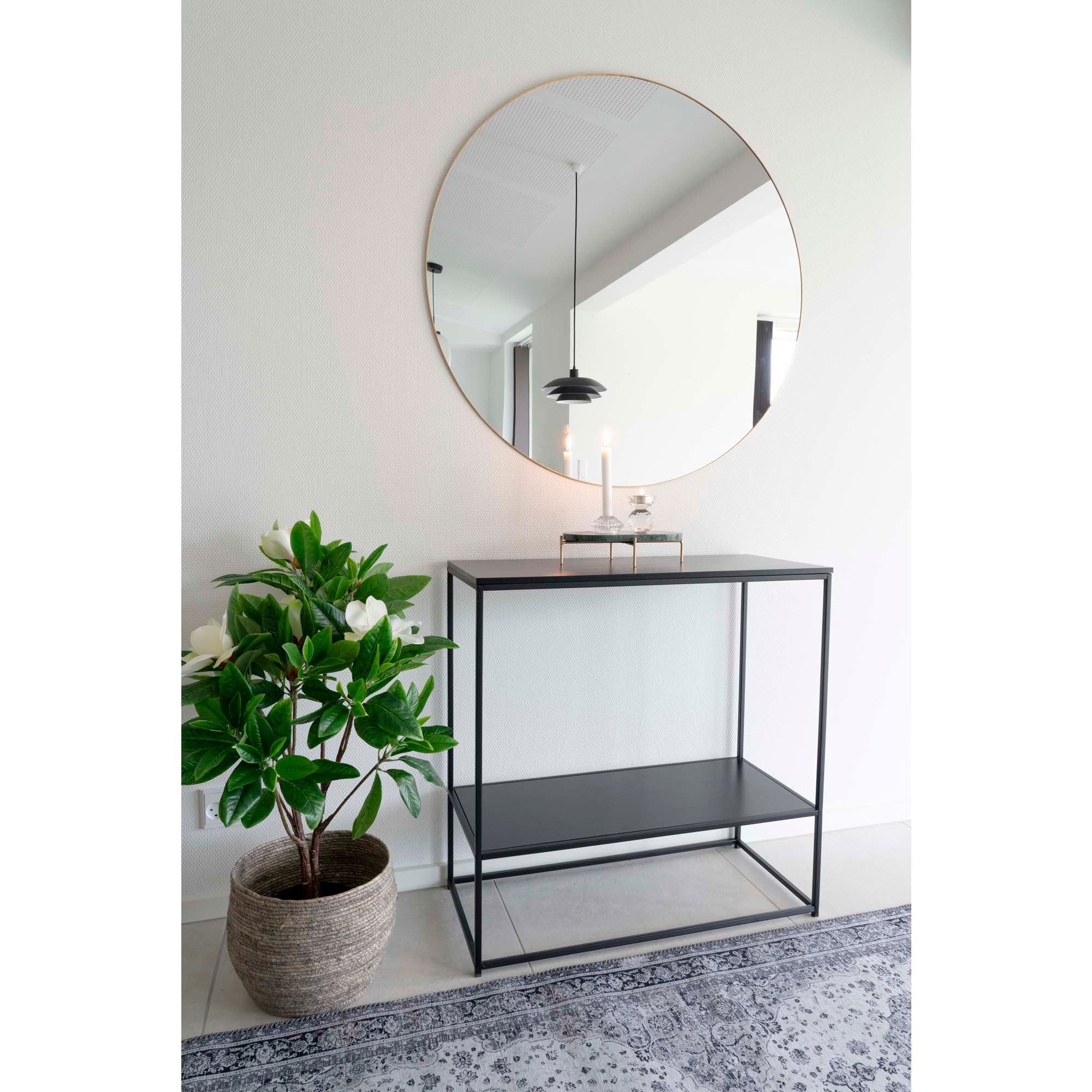 Vita Console Table - Console table with black frame and two black shelves 80x36x80 cm