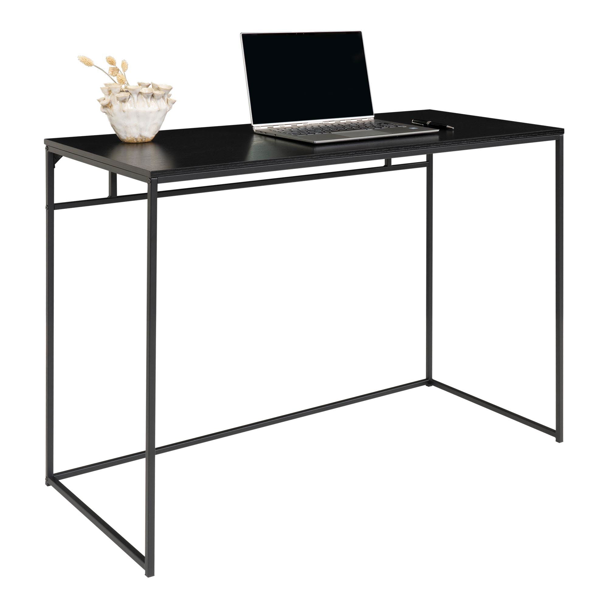 Vita Desk - Bureau avec cadre noir et plateau noir 100x45x75 cm