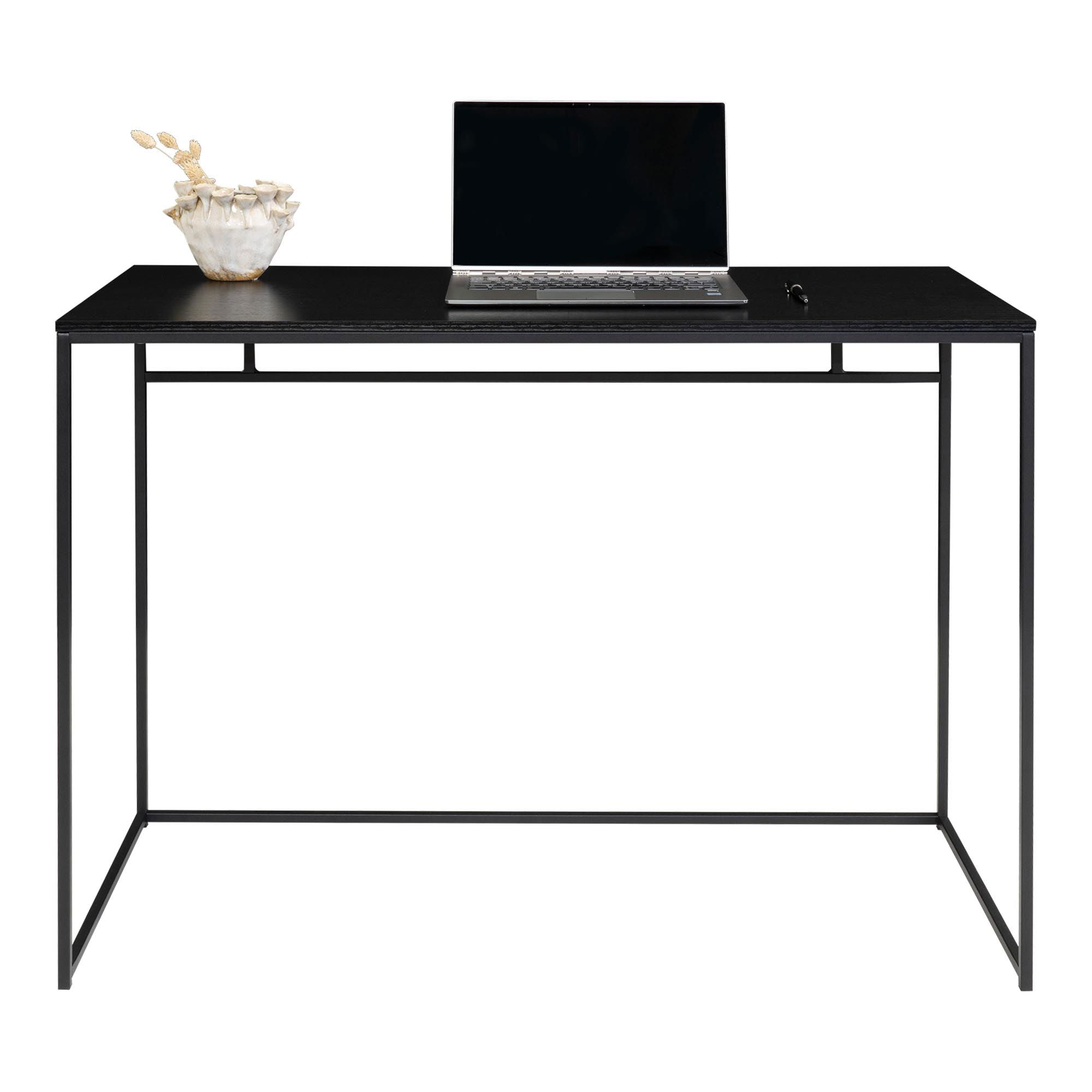Vita Desk - Bureau avec cadre noir et plateau noir 100x45x75 cm