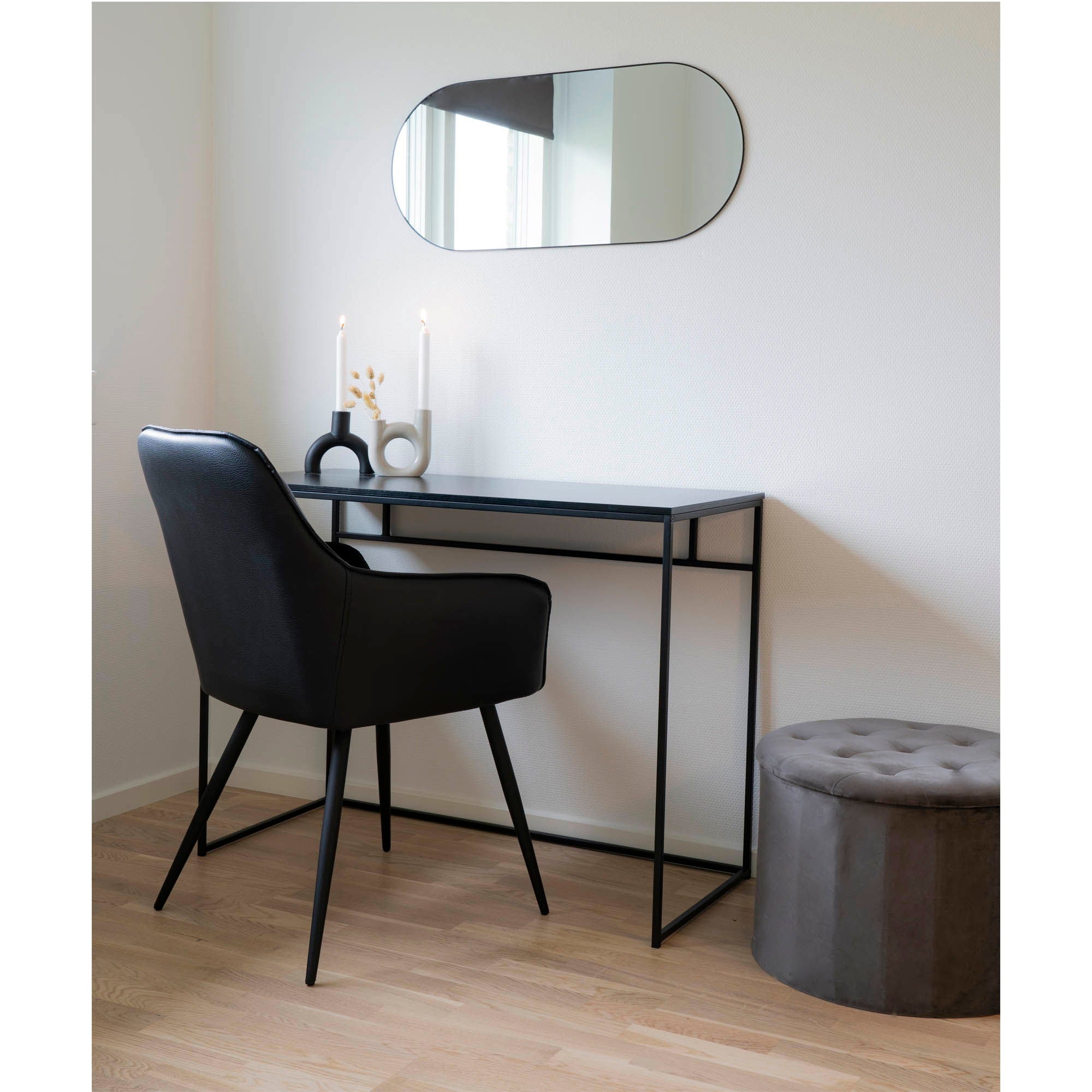 Vita Desk - Bureau avec cadre noir et plateau noir 100x45x75 cm