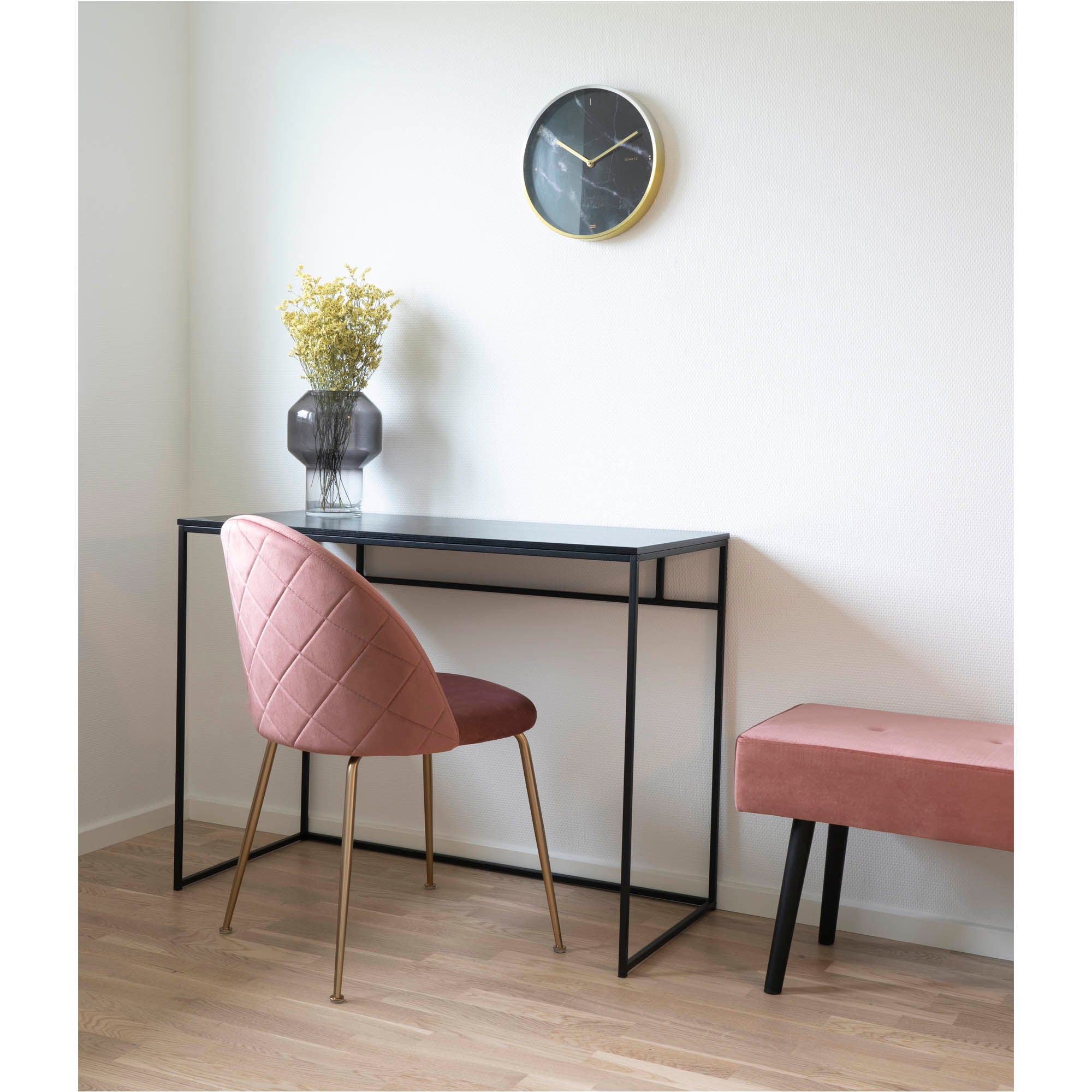 Vita Desk - Bureau avec cadre noir et plateau noir 100x45x75 cm