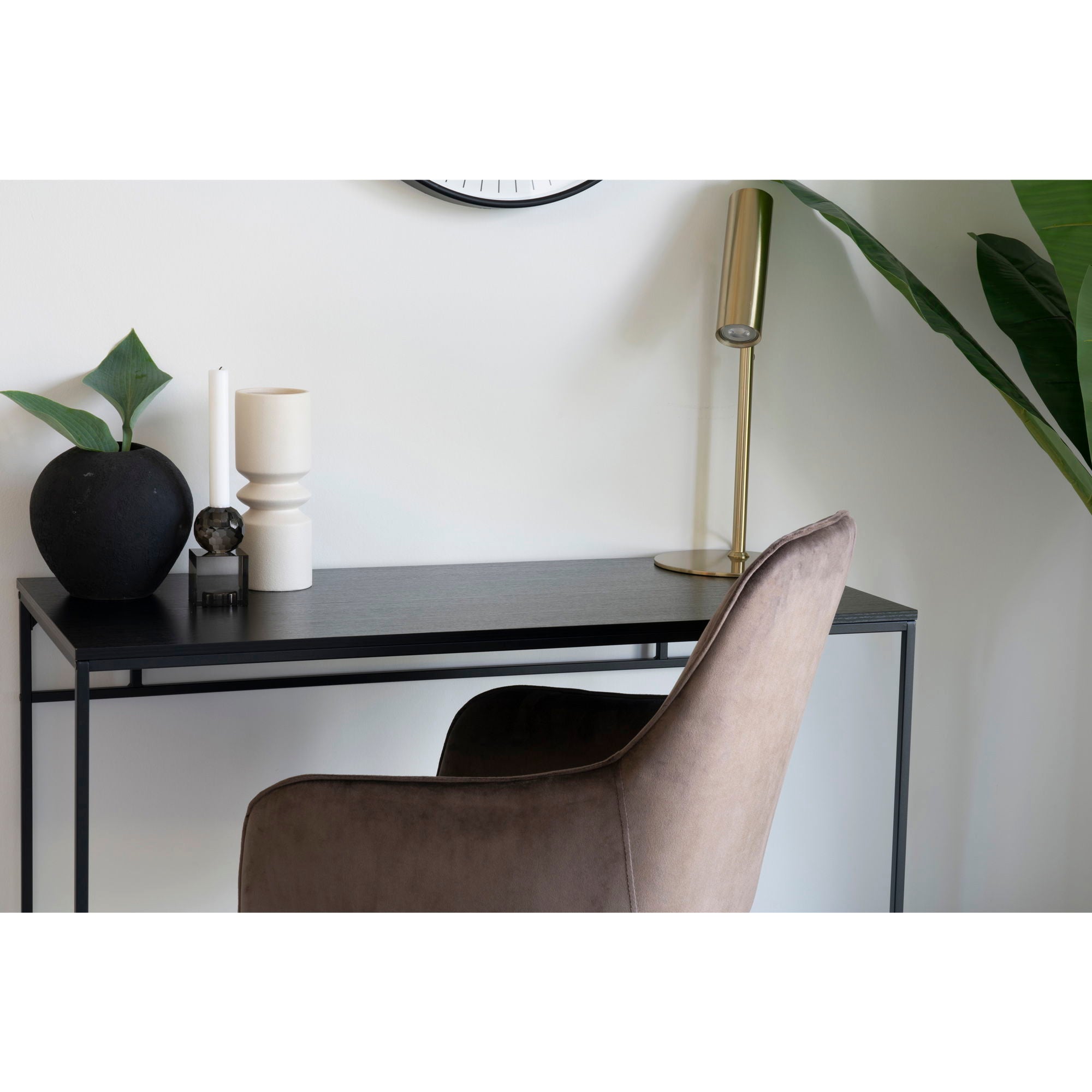 Vita Desk - Bureau avec cadre noir et plateau noir 100x45x75 cm
