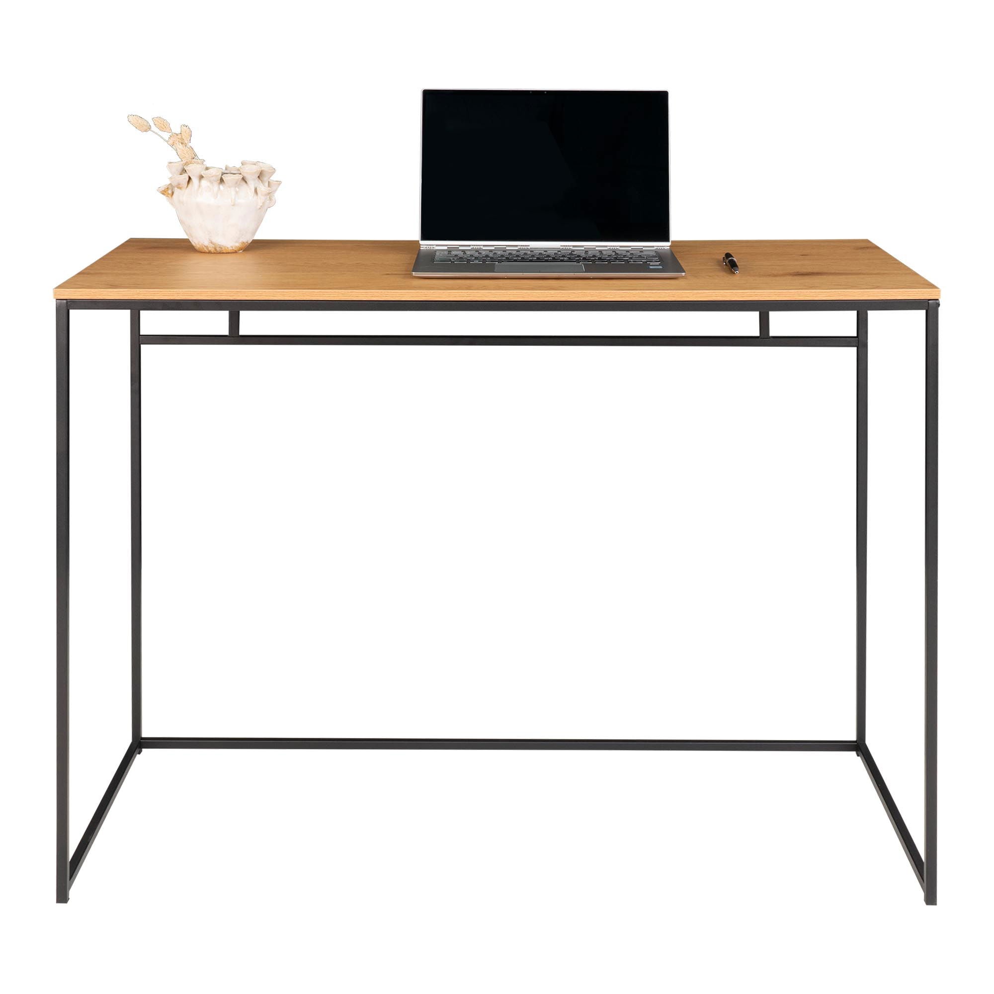 Vita Desk - Desk with black frame and oak look top 100x45x75 cm