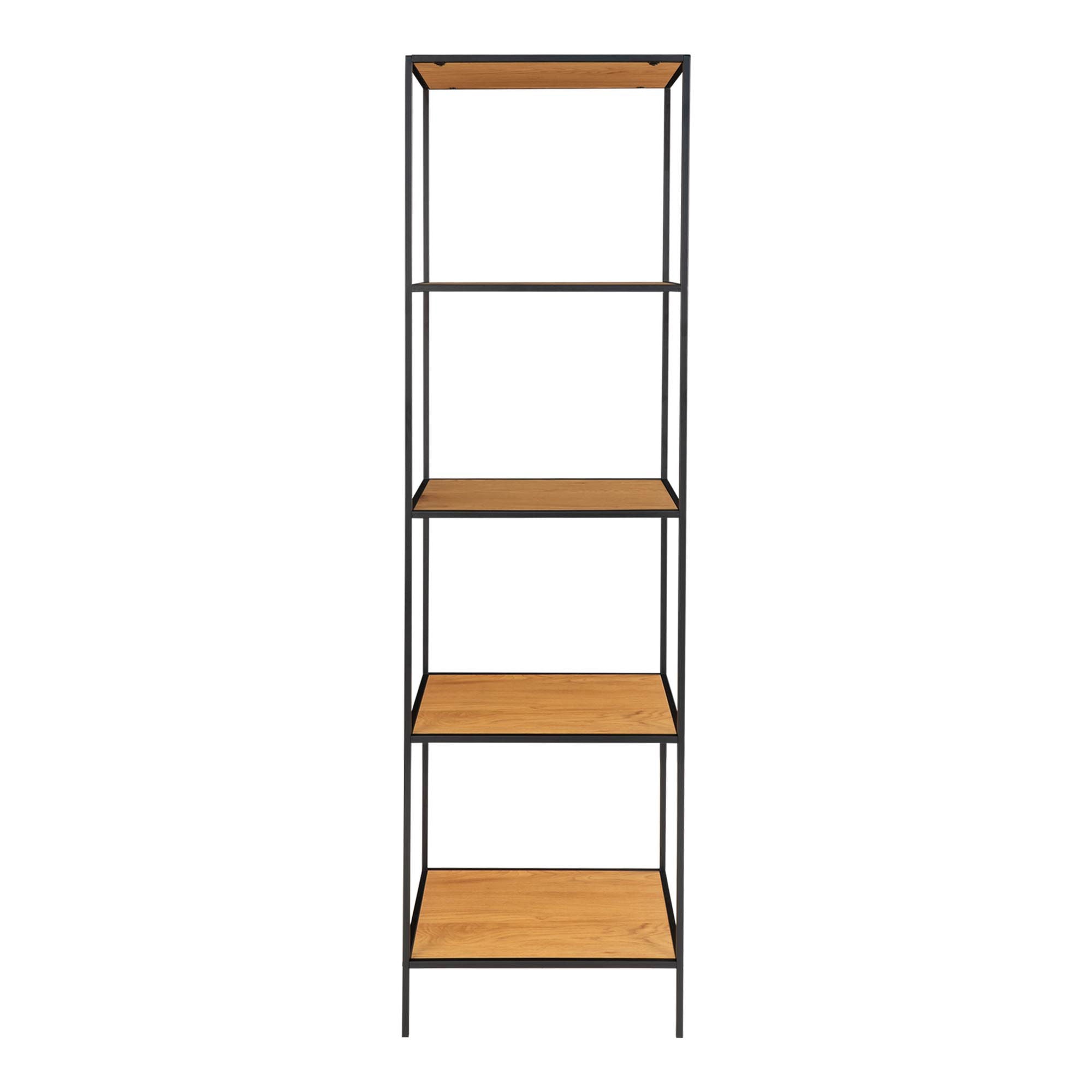 Vita Shelf - Shelf with black frame and 5 oaklook shelves 51x36x170 cm