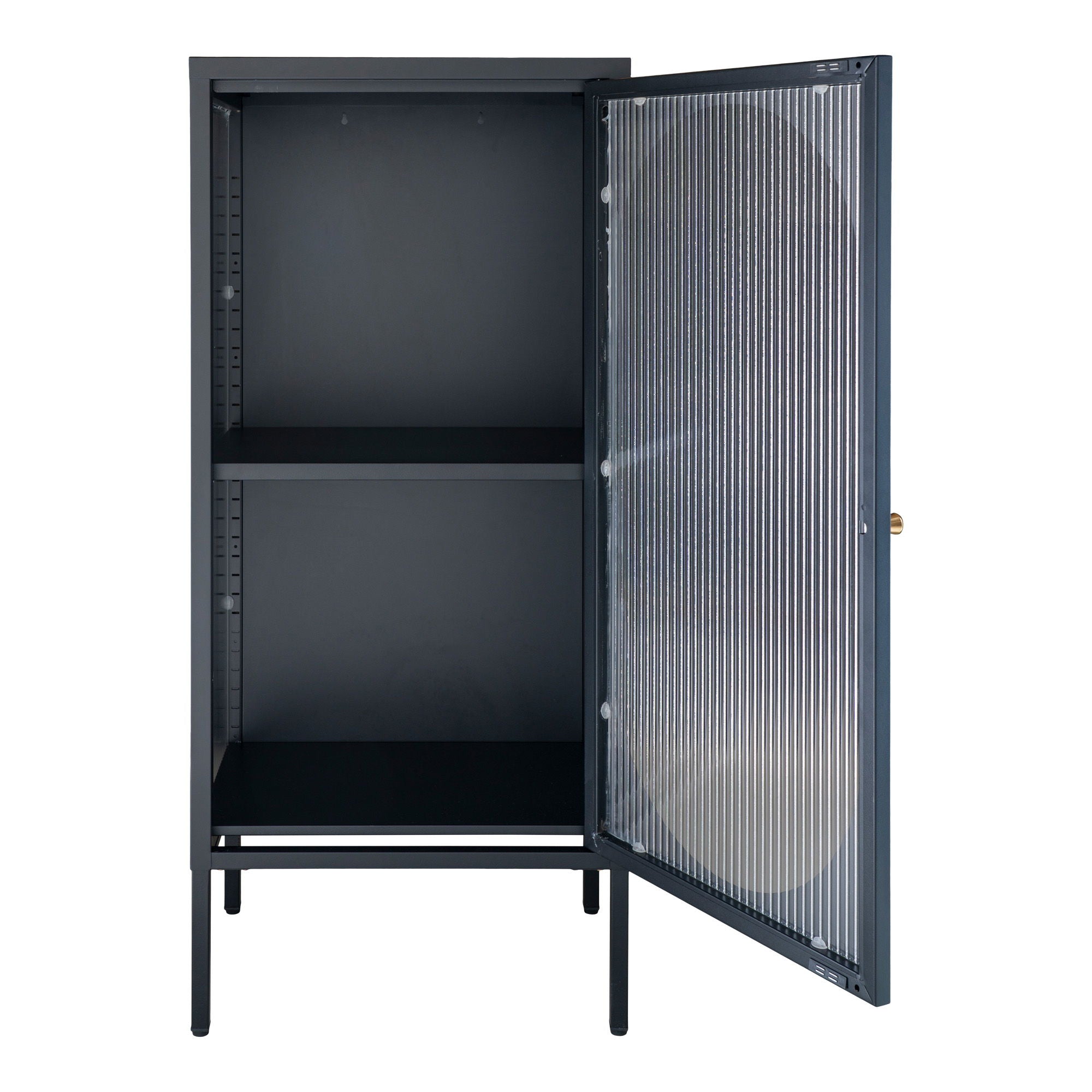 Adelaide Display Cabinet - Display cabinet in black with rippled glass door 35x50x110 cm