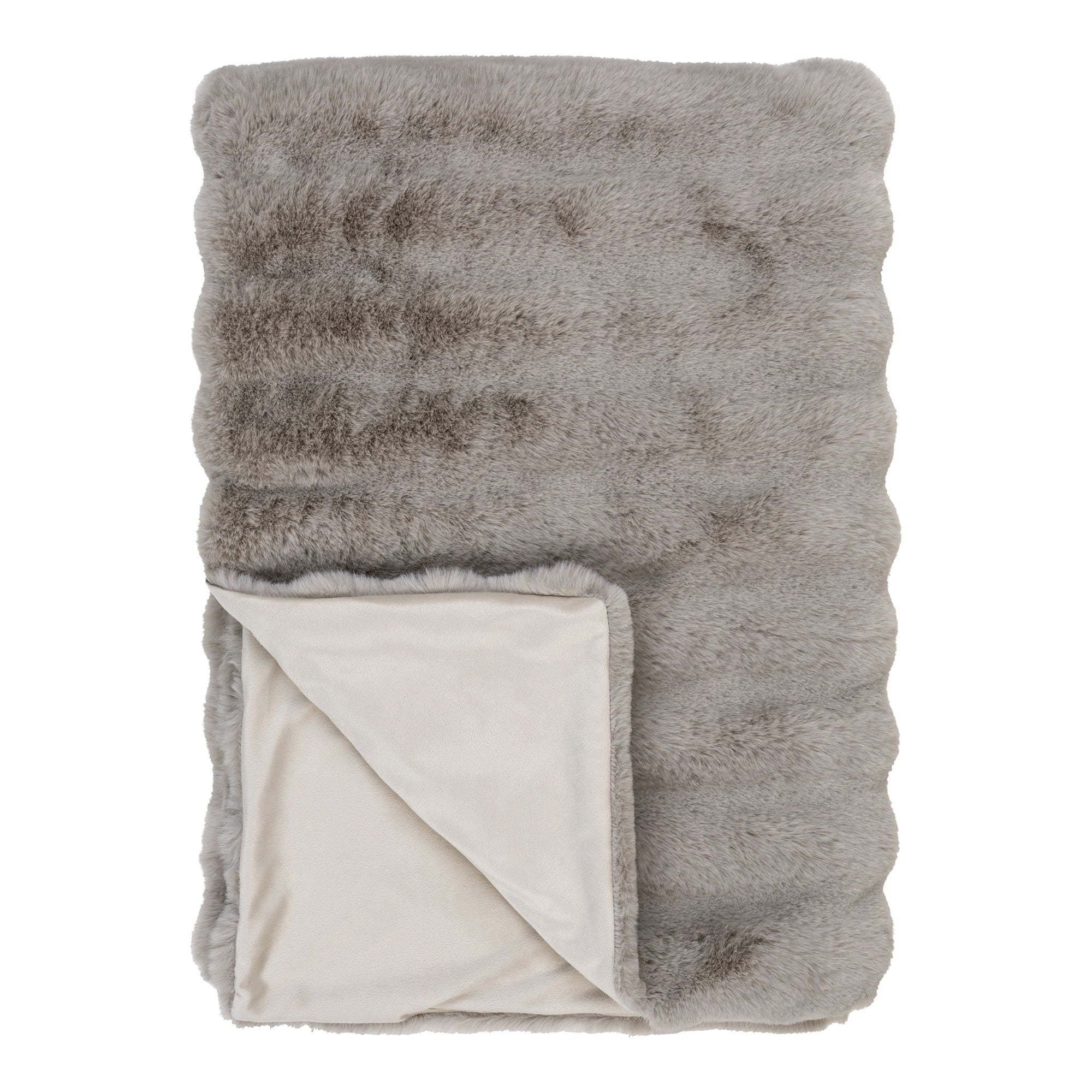 Galena Plaid - Plaid, artificial fur, beige 130x180 cm