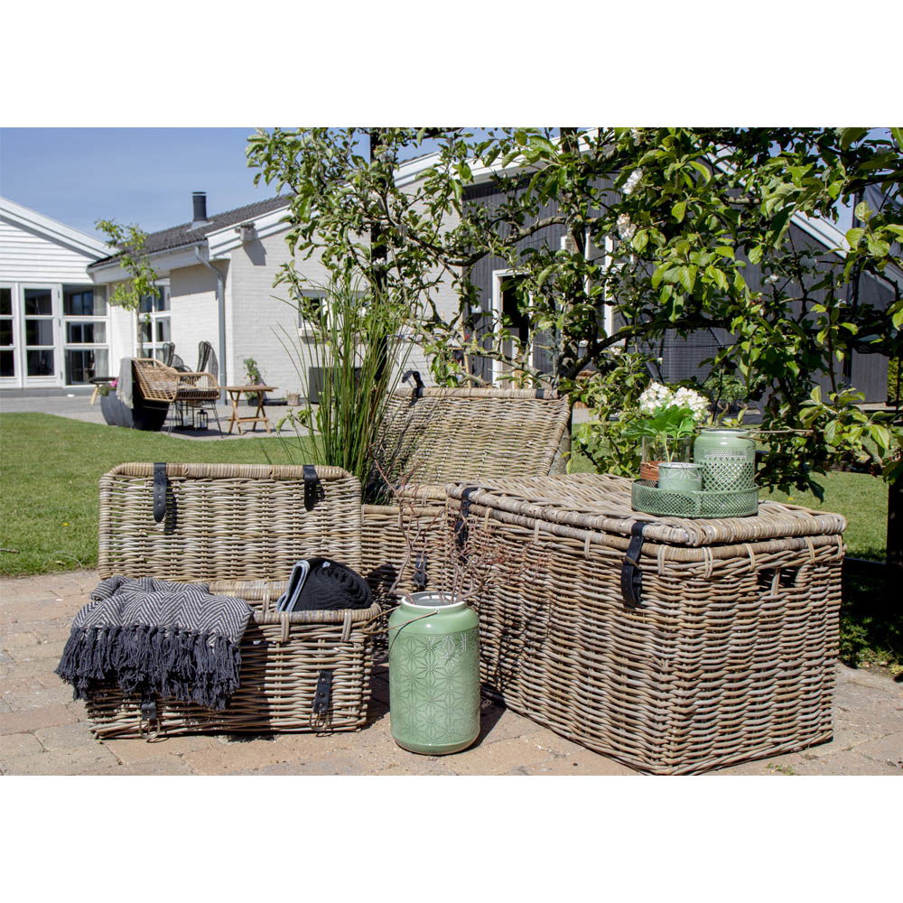 Depok Storage Trunk - 3 Storage trunk in Kubu grey w. leather handle