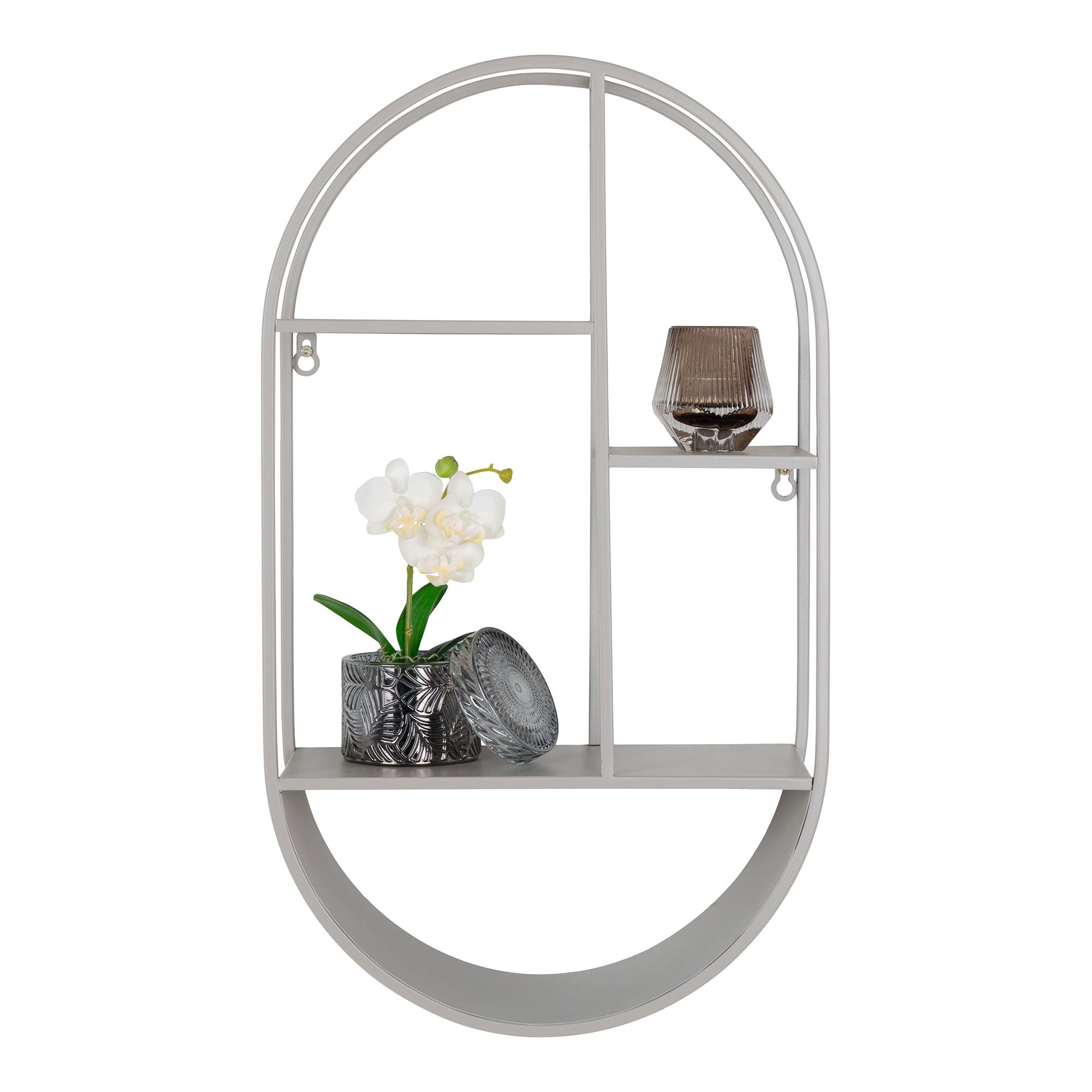 Feira Wall Shelf - Wall Shelf, oval, steel, cool grey, 35x15x60 cm