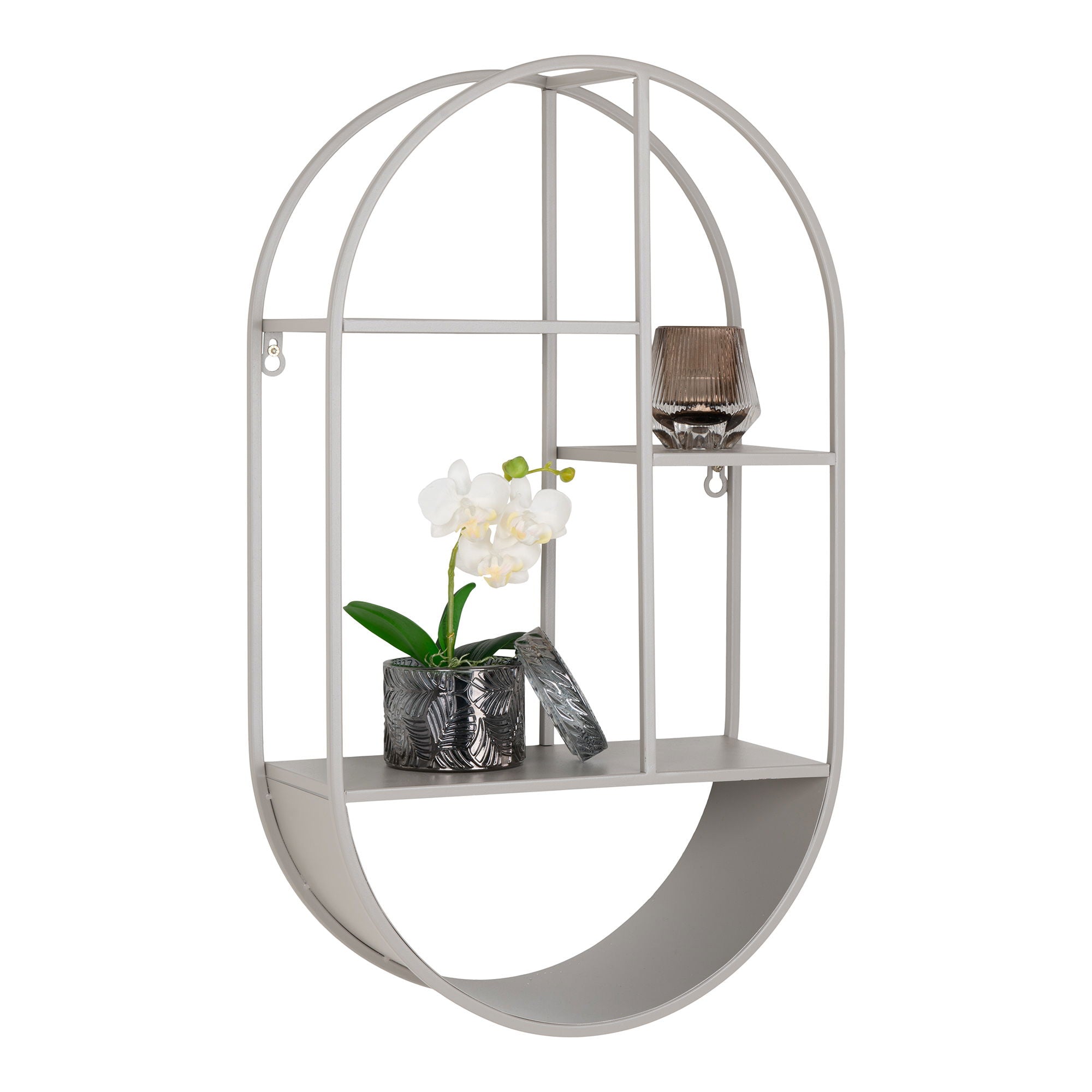 Feira Wall Shelf - Wall Shelf, oval, steel, cool grey, 35x15x60 cm