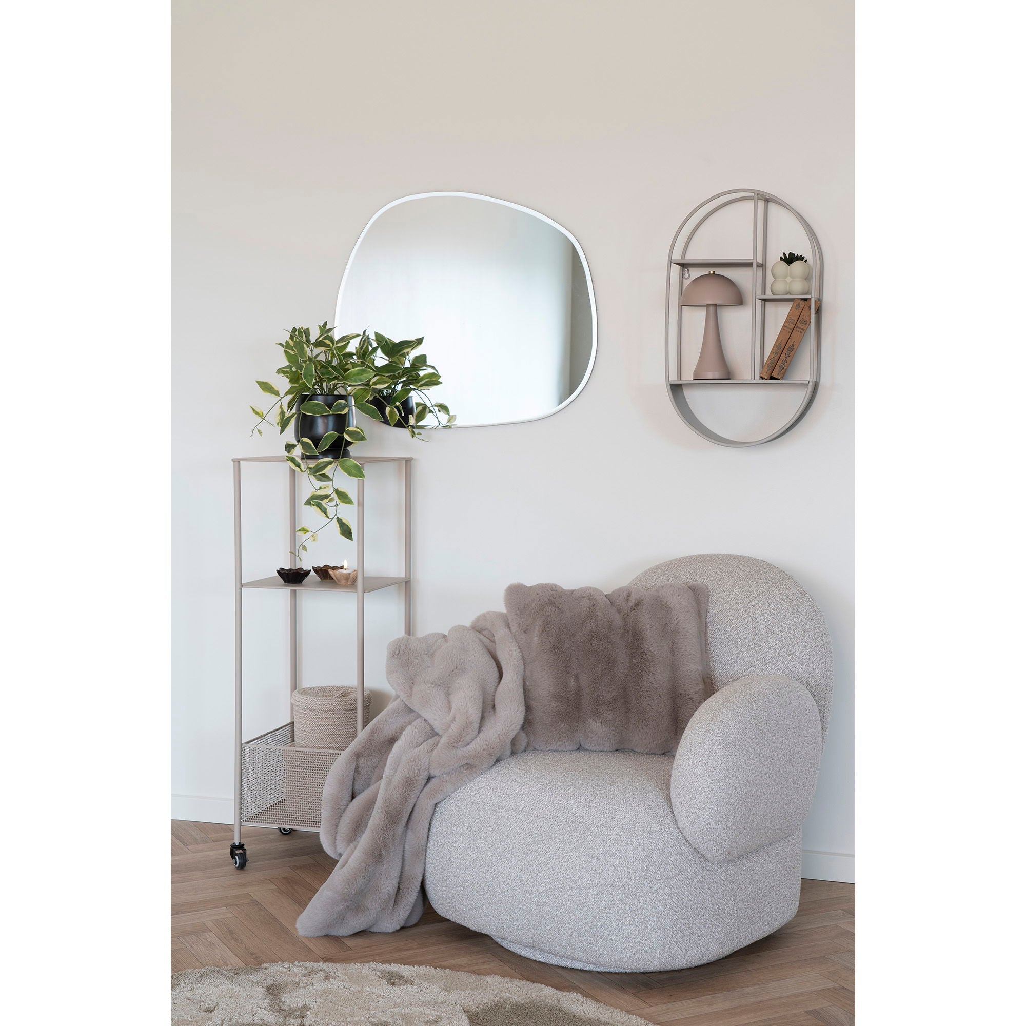 Feira Wall Shelf - Wall Shelf, oval, steel, cool grey, 35x15x60 cm