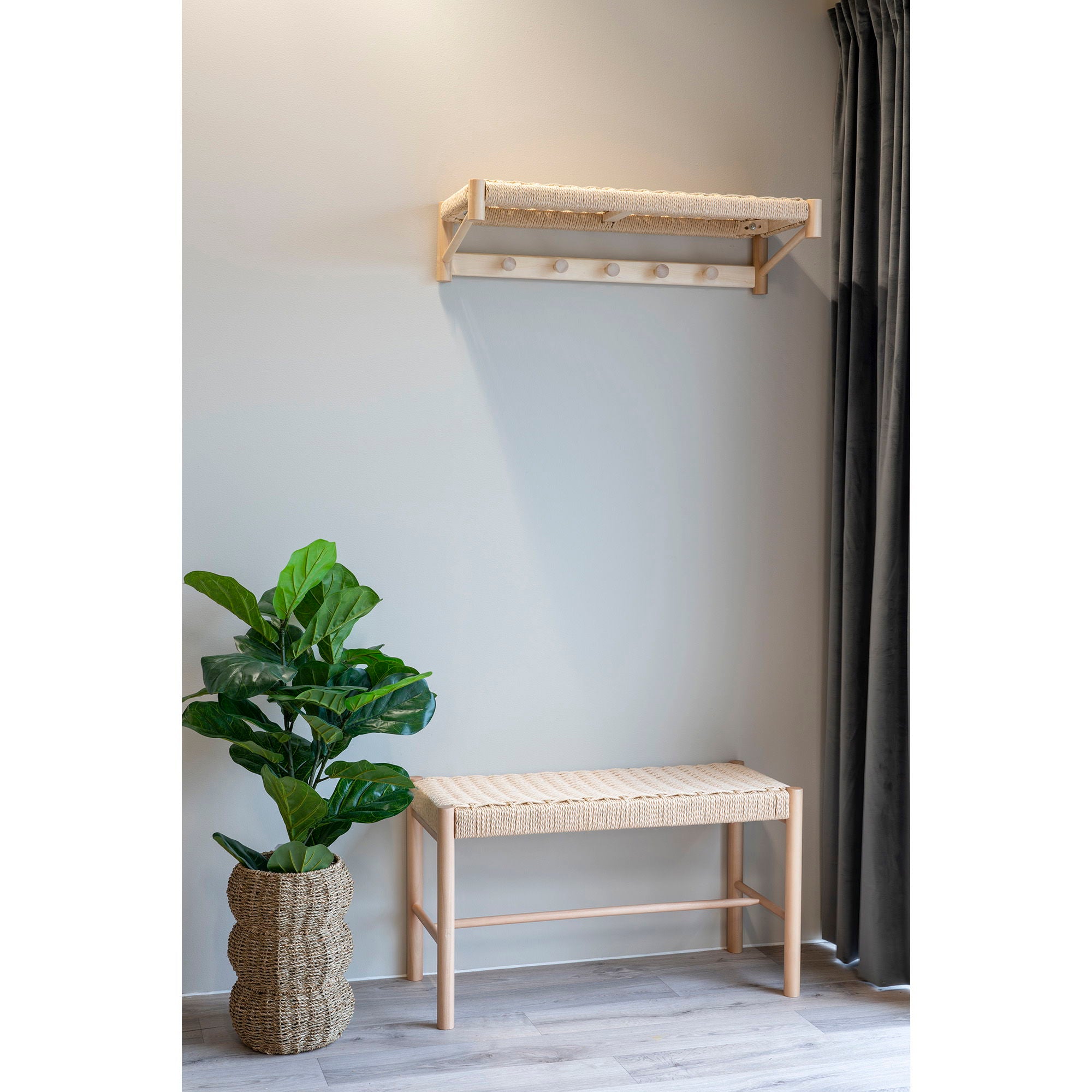Abano Hat Shelf - Hat shelf in poplar, weaving shelf, nature, 78x31 cm