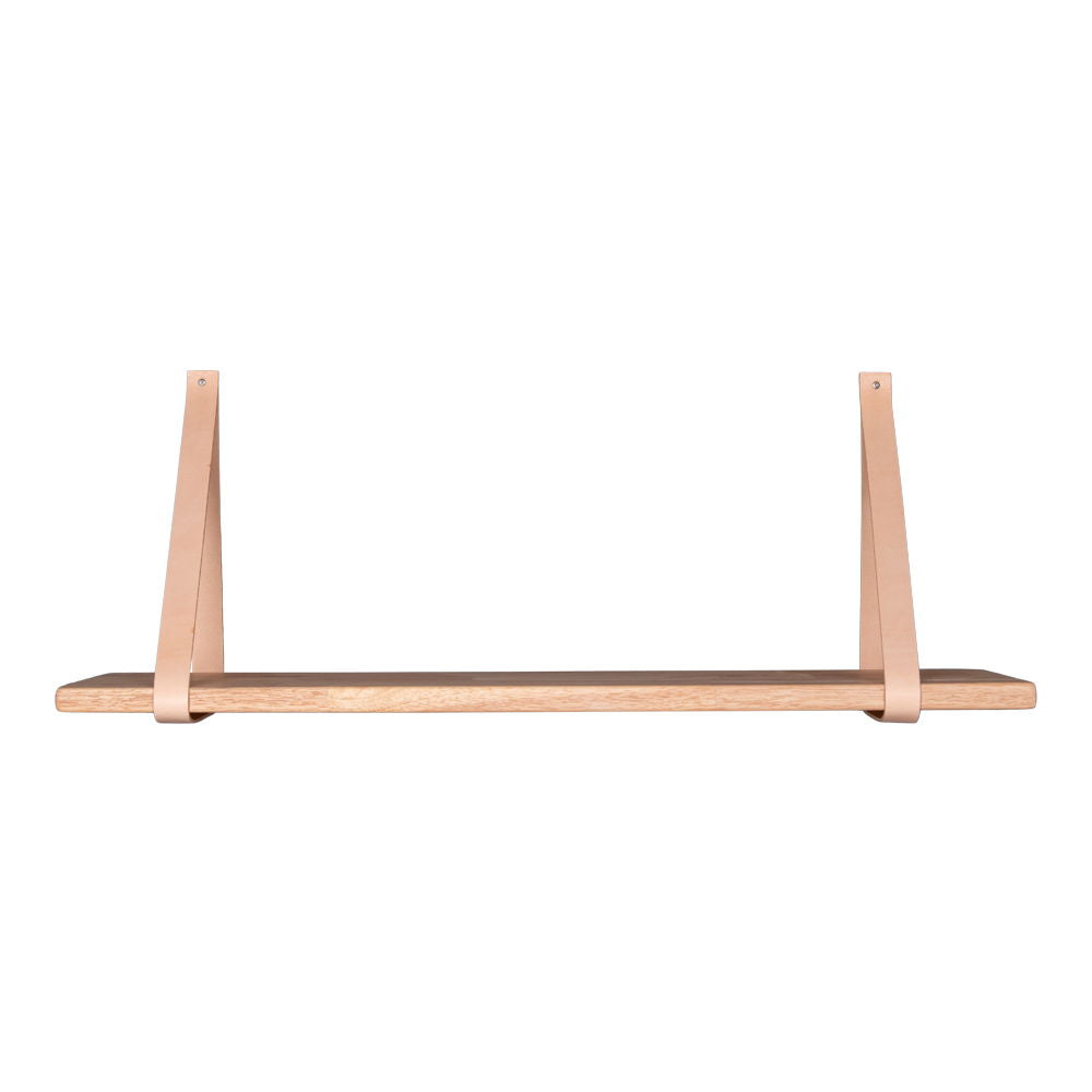 Forno Shelf - Shelf in natural oil with brown leather straps 120x20 cm
