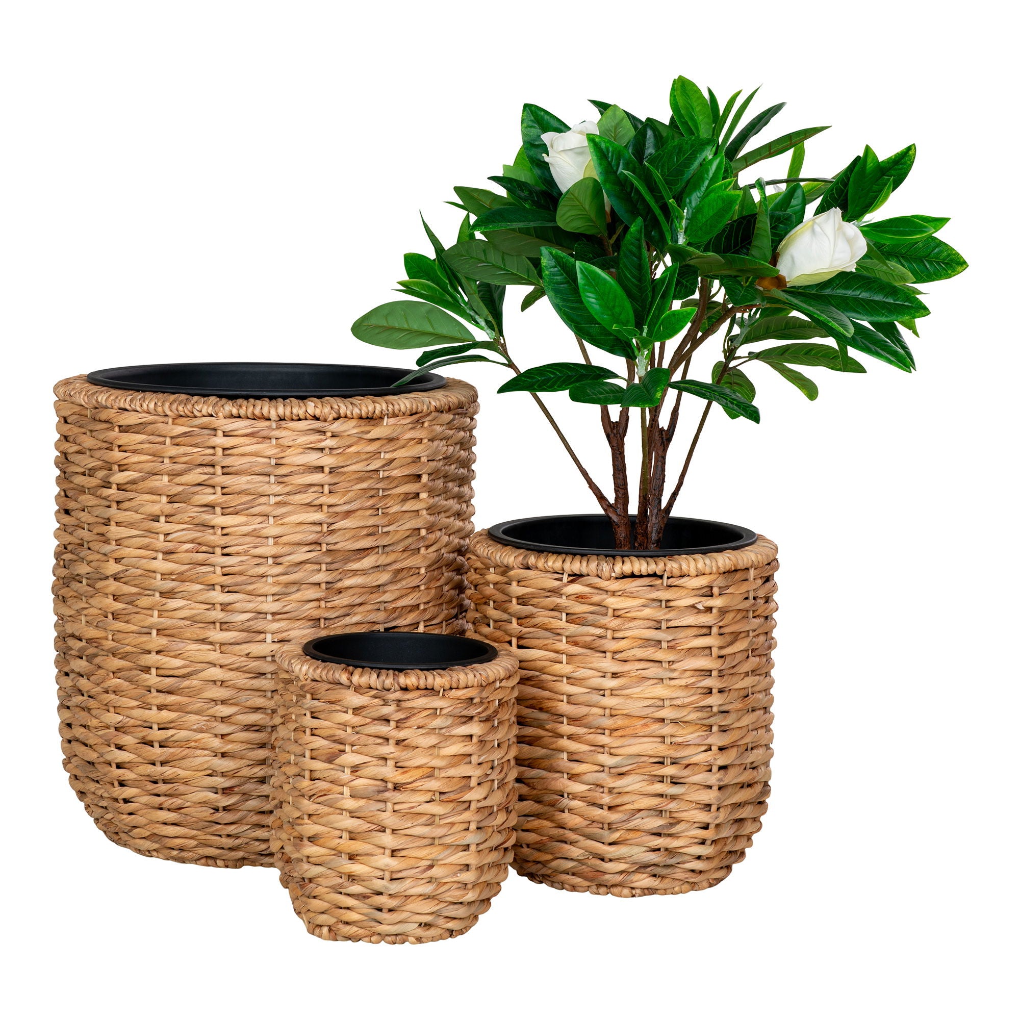 Hanoi Planter - Planter, water hyacinth, round, natural, set of 3