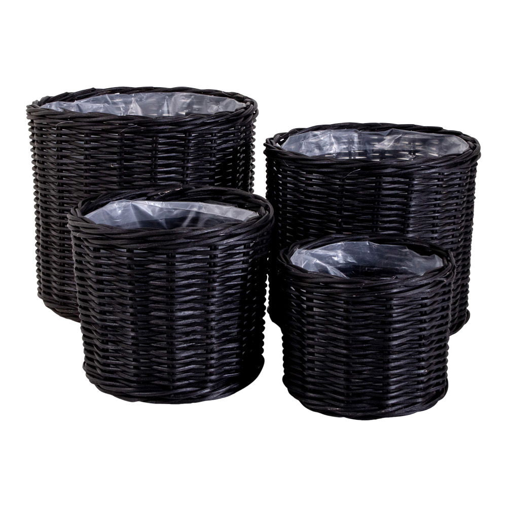 Bogor Baskets - 4 round baskets in black with plastic inside