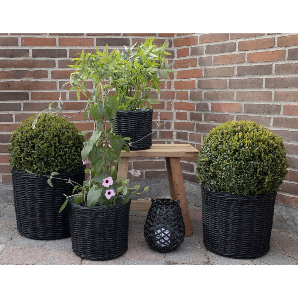 Bogor Baskets - 4 round baskets in black with plastic inside